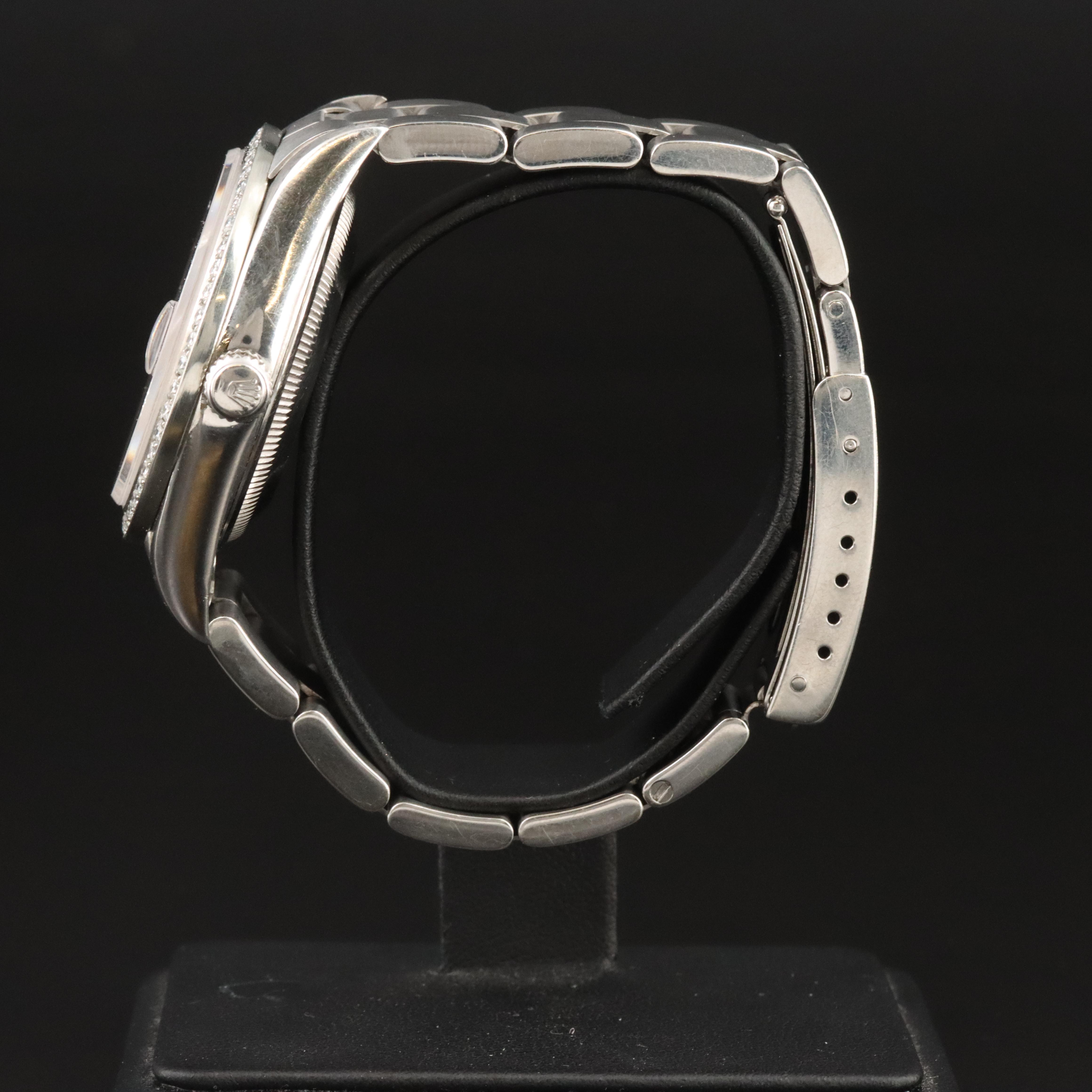 1999 Rolex Date 15200 Custom 1.16 CTW Diamond Dial & Bezel Steel Automatic Watch