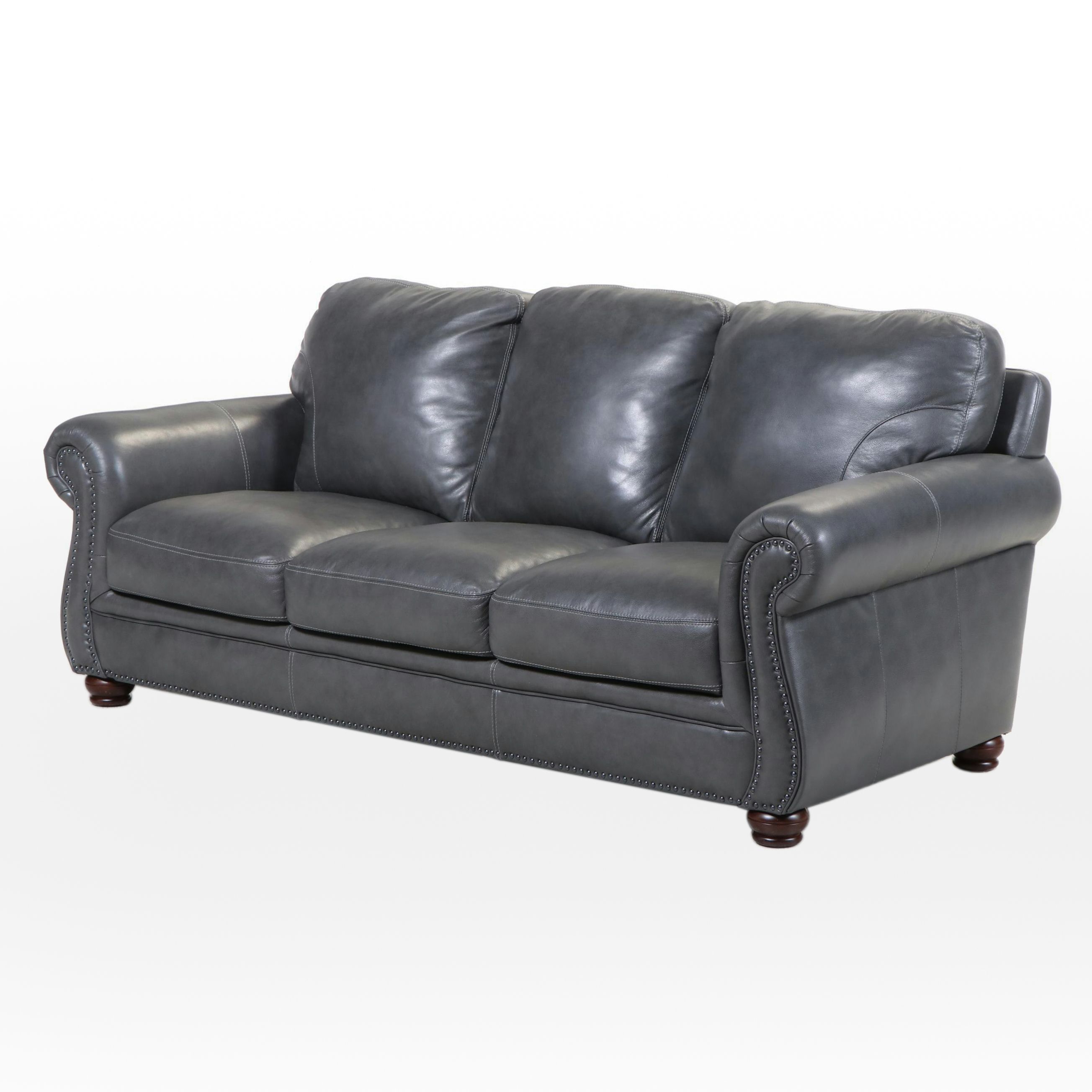Trayton Furniture Leather-Touch Sofa with Nailheads