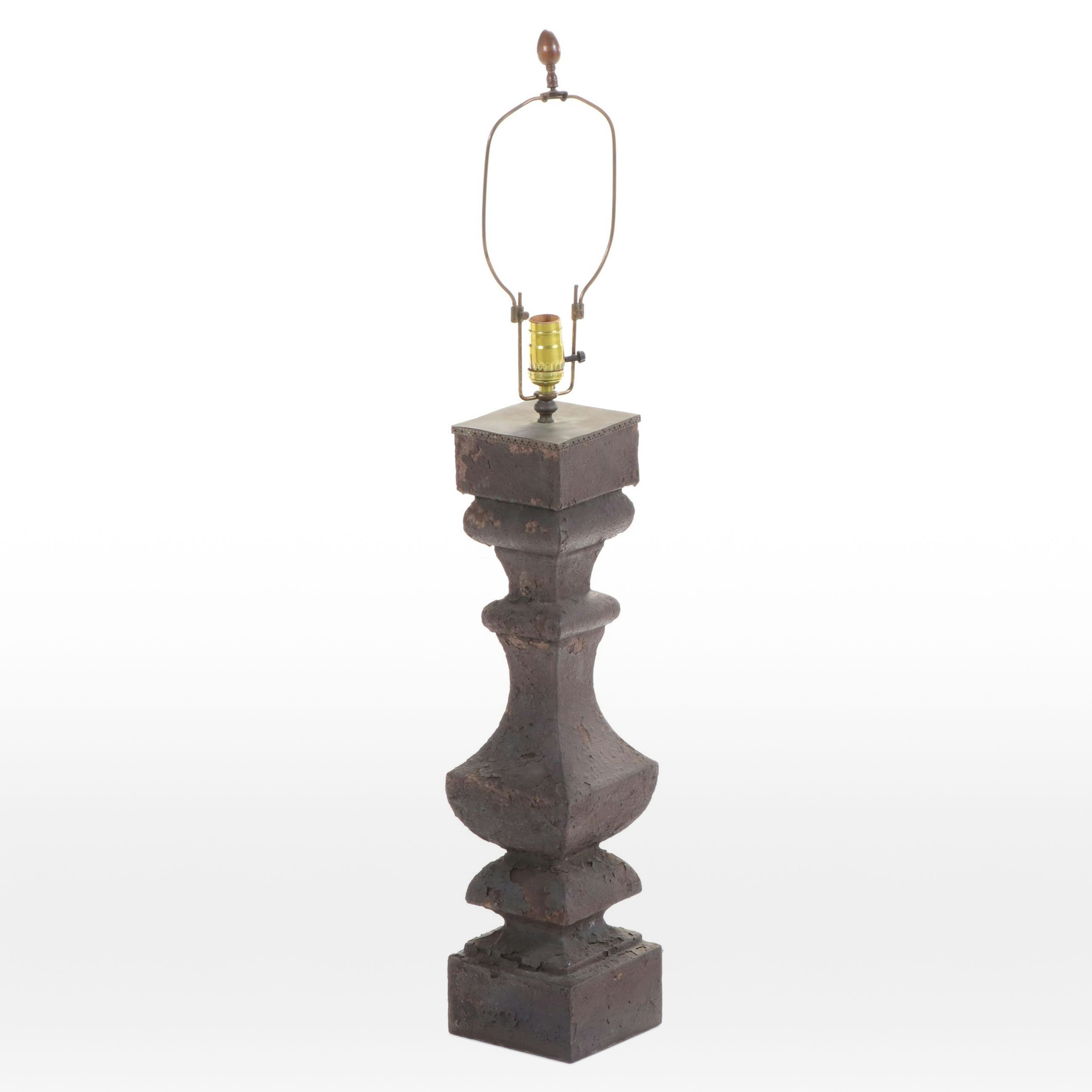 Painted Cast Iron Baluster Table Lamp, Mid-20th Century