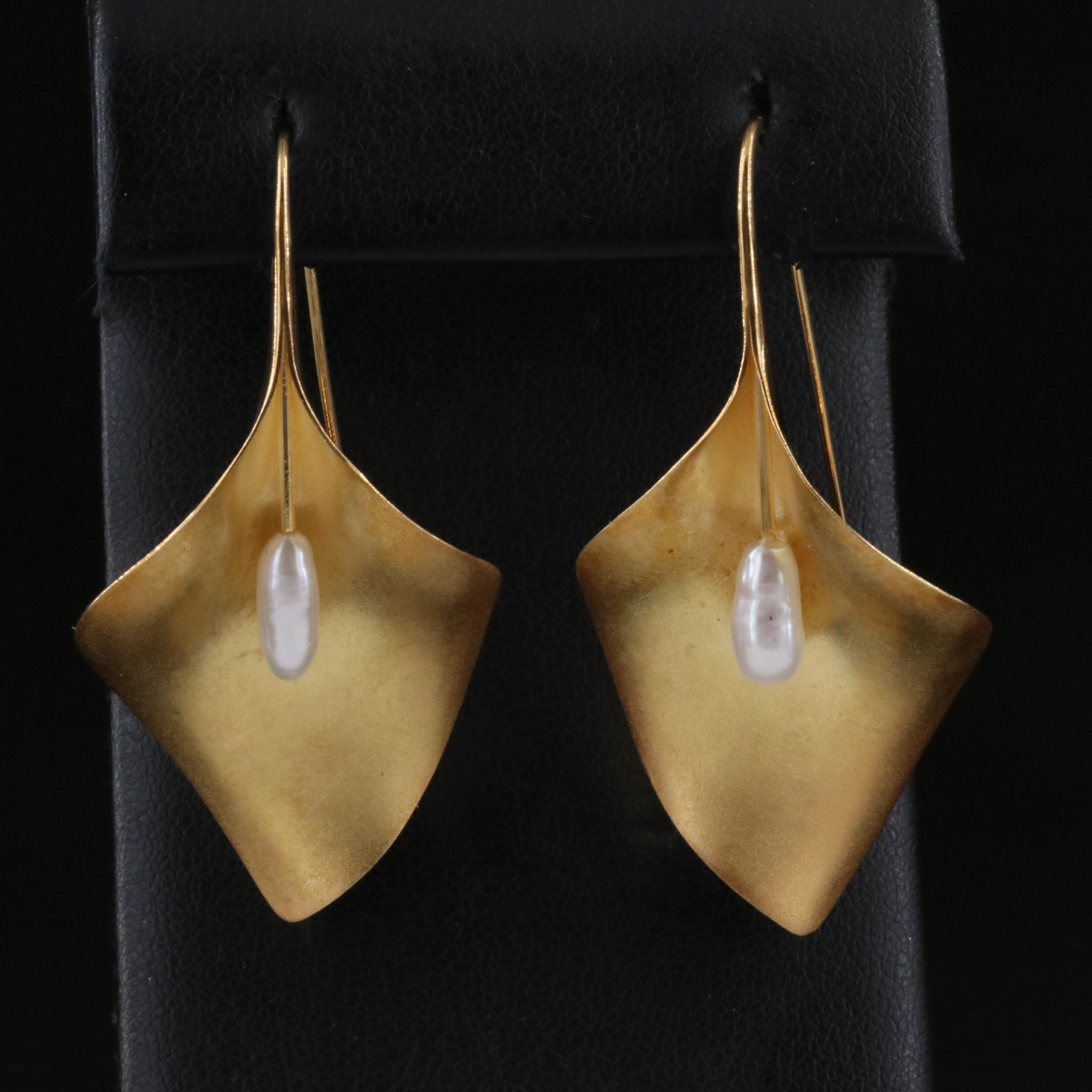 Michael Good 18K Pearl Calla Lilly Earrings