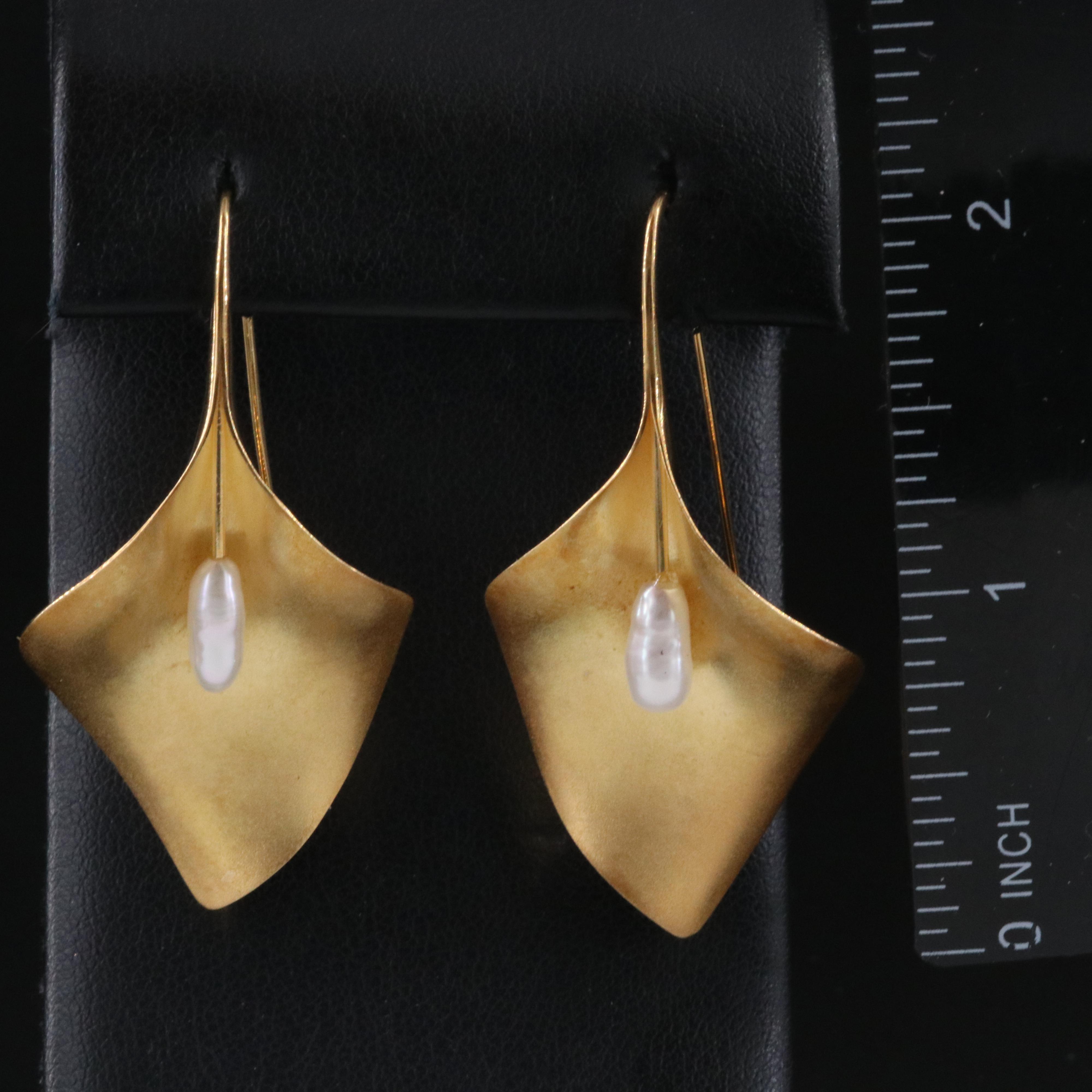 Michael Good 18K Pearl Calla Lilly Earrings