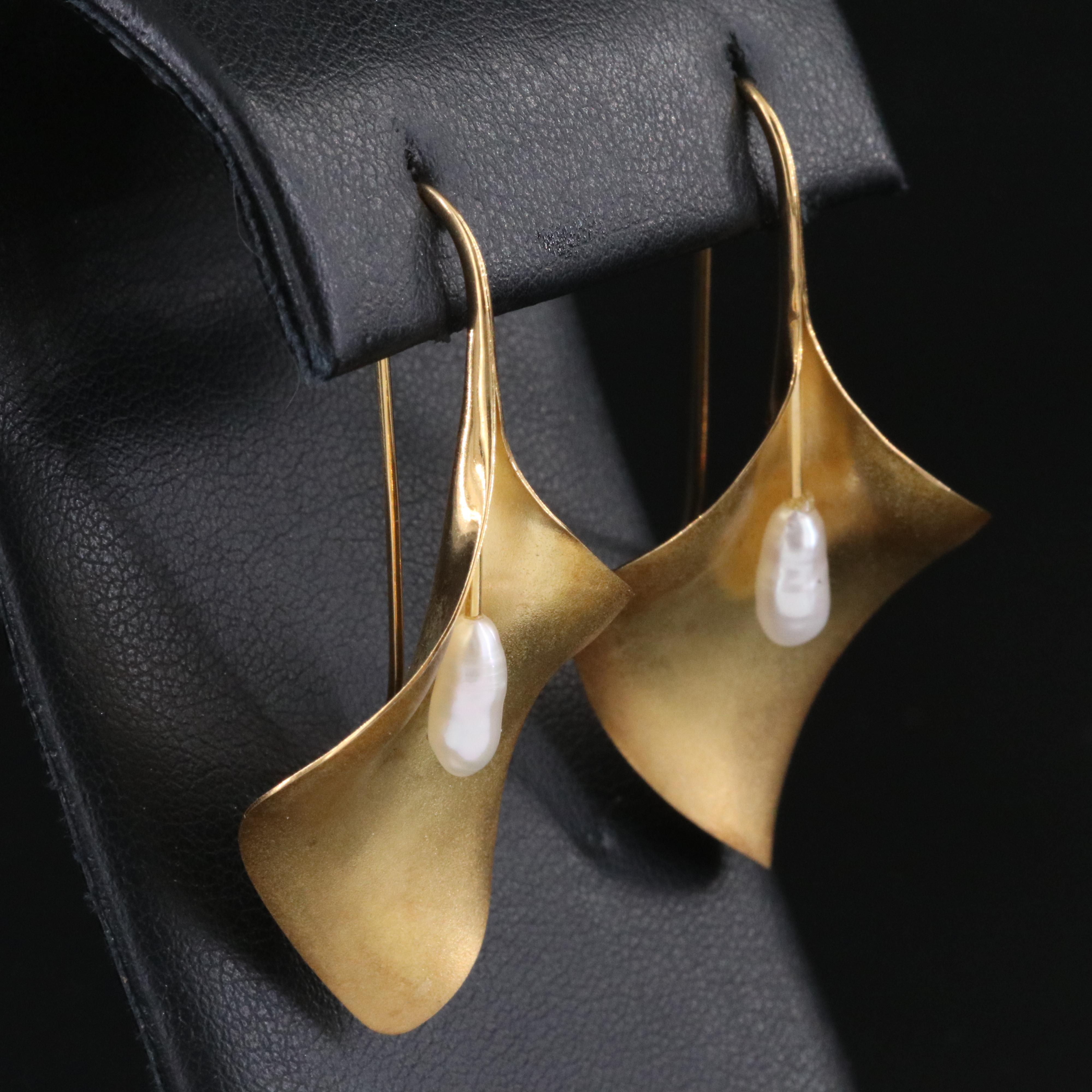 Michael Good 18K Pearl Calla Lilly Earrings