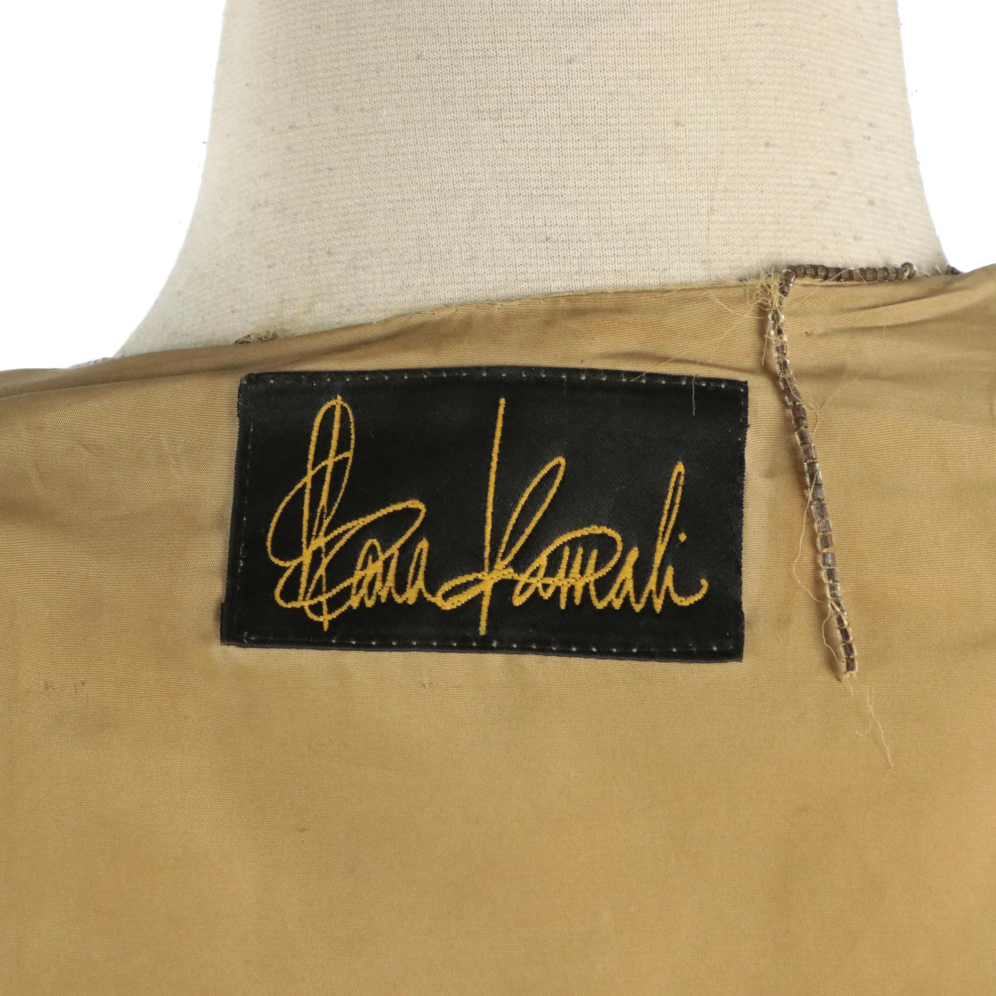 Joseph Ribkoff Sheer Leather Leaf Appliqué w/ Kamali Sequin & Beaded Zip Jackets