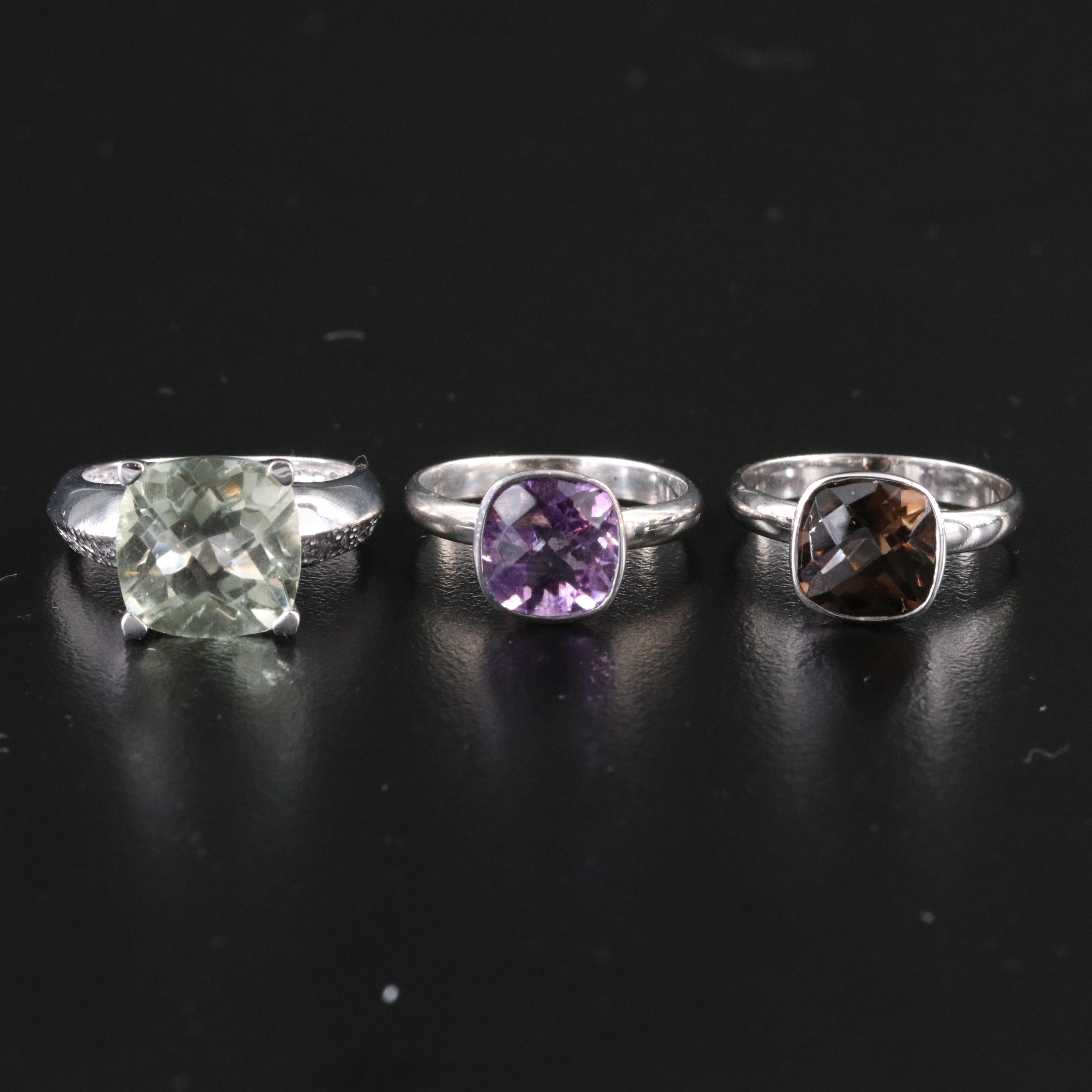 Sterling Jewelry Collection Including Amethyst, Prasiolite and Smoky Quartz