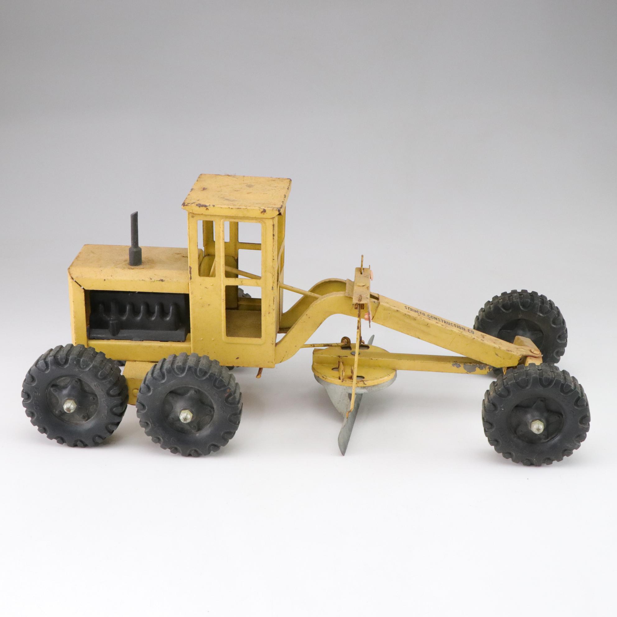 Structo Metal Road Grader and Steam Shovel Toys, Mid 20th Century
