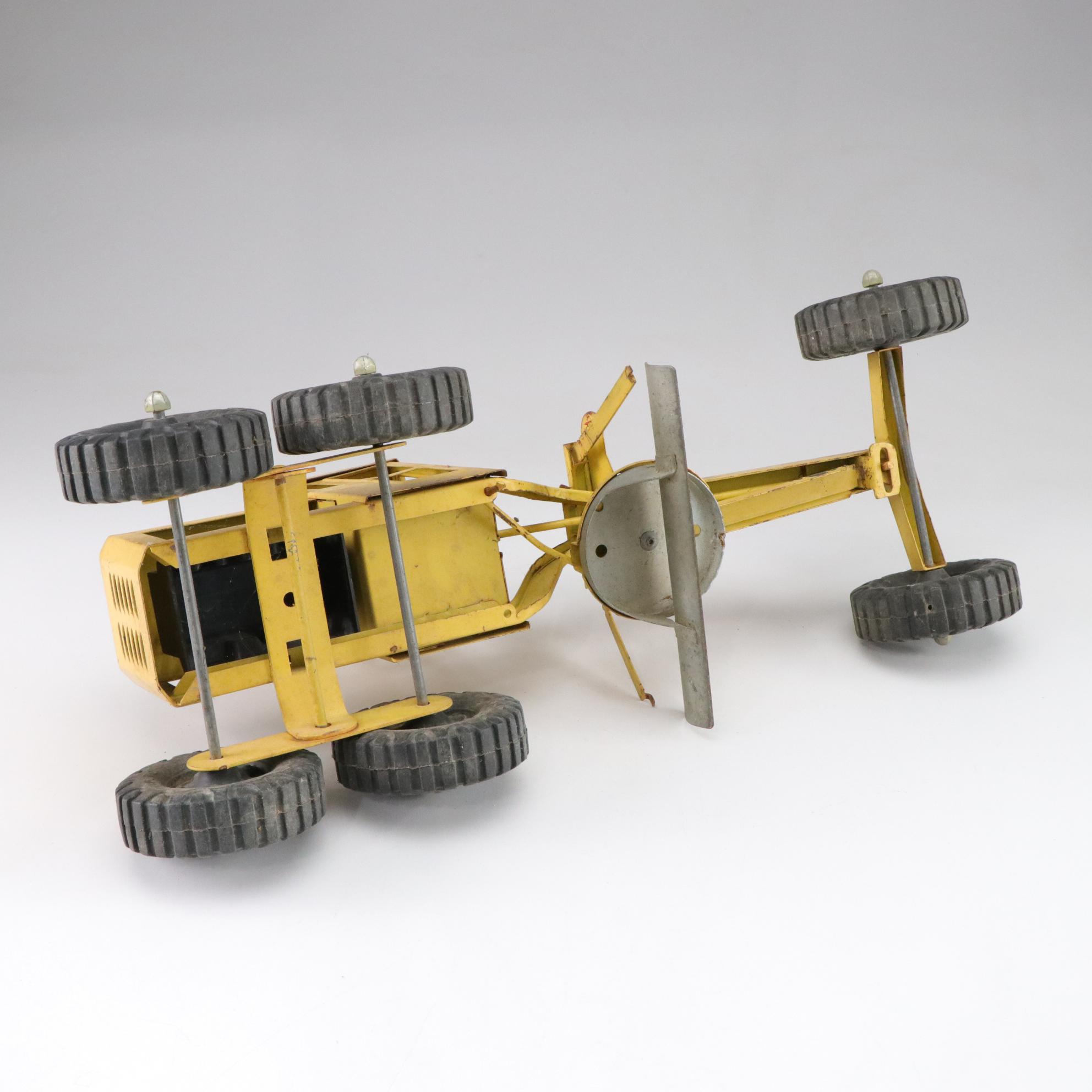 Structo Metal Road Grader and Steam Shovel Toys, Mid 20th Century