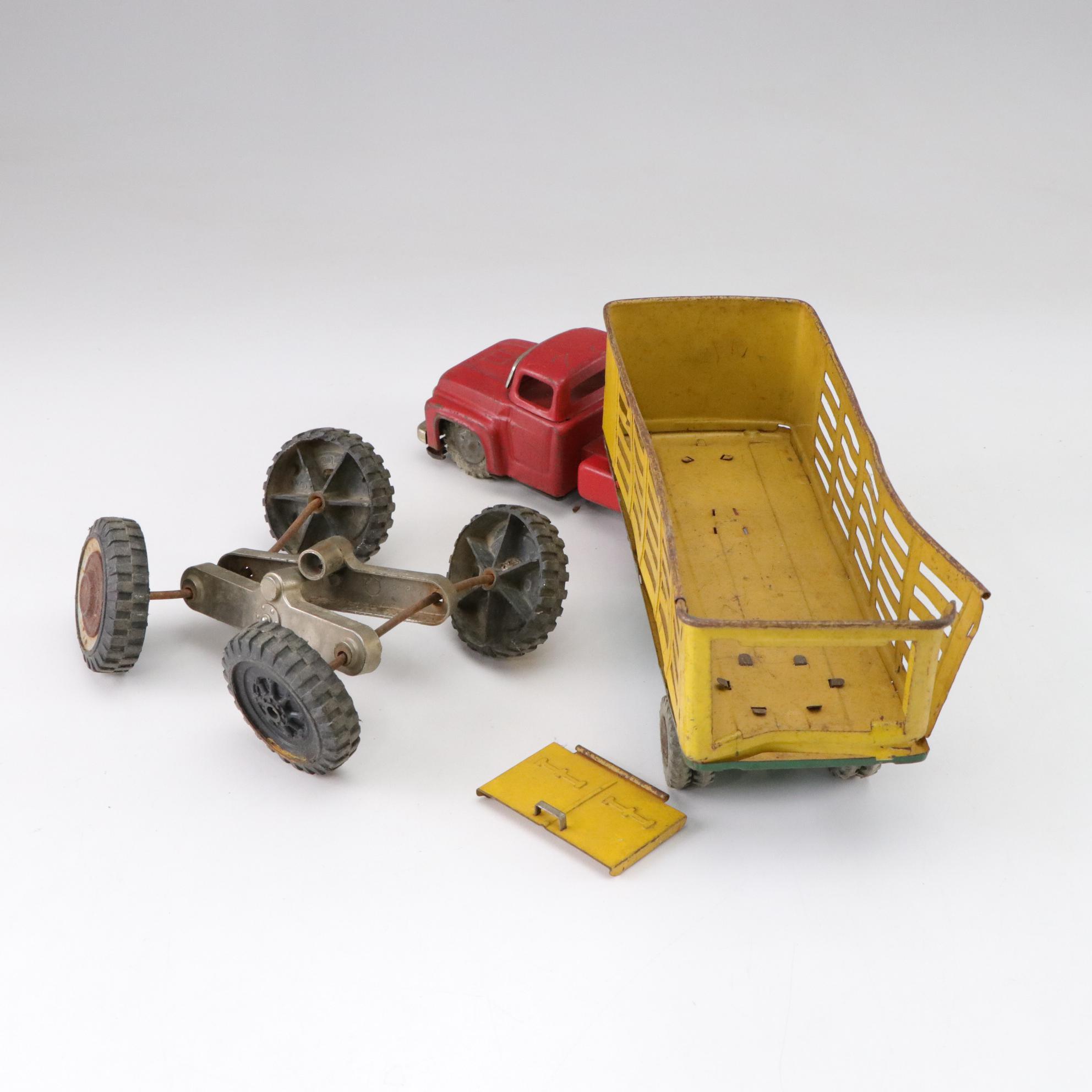 Structo Metal Road Grader and Steam Shovel Toys, Mid 20th Century
