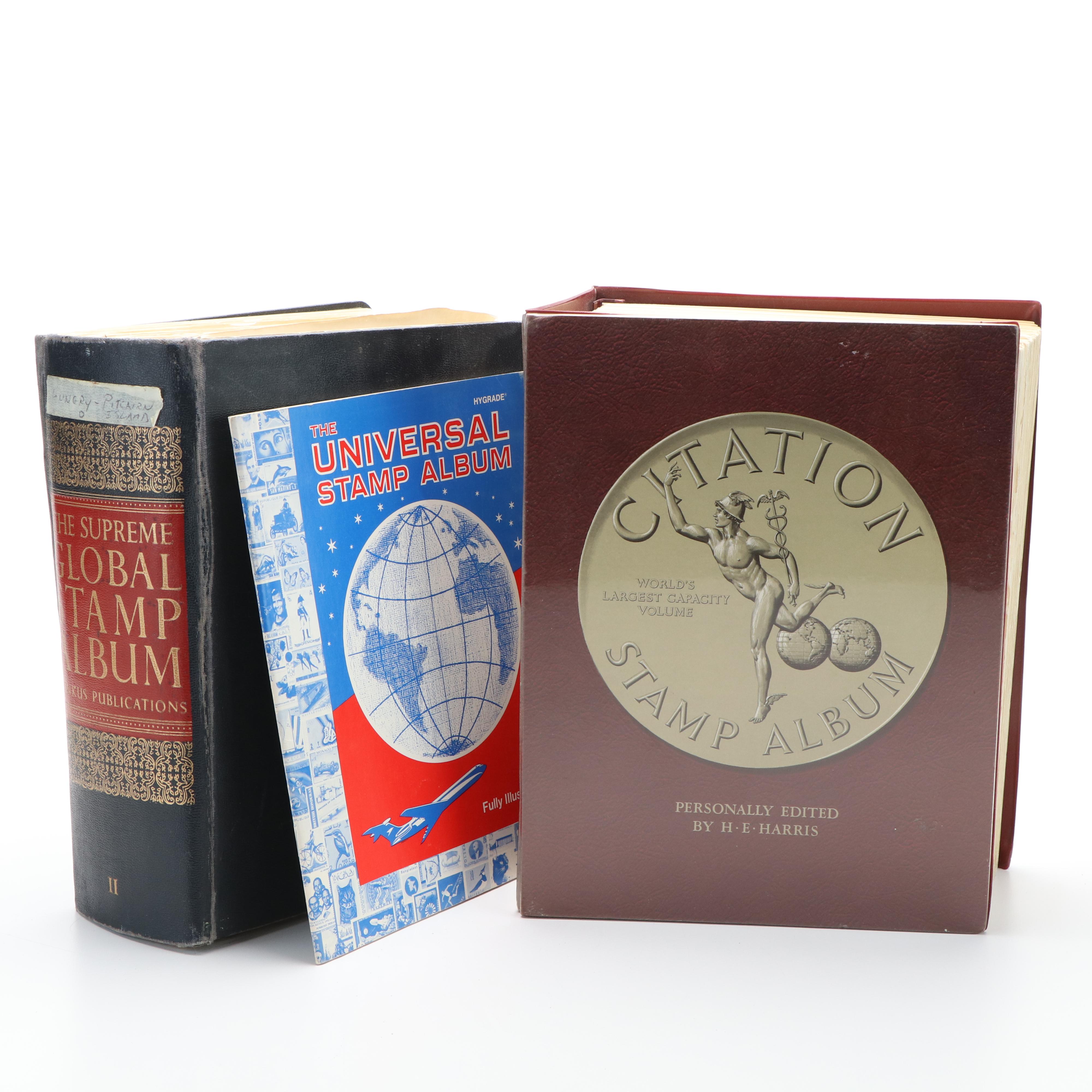 Large Album of World Postage Stamps and Two Empty Albums