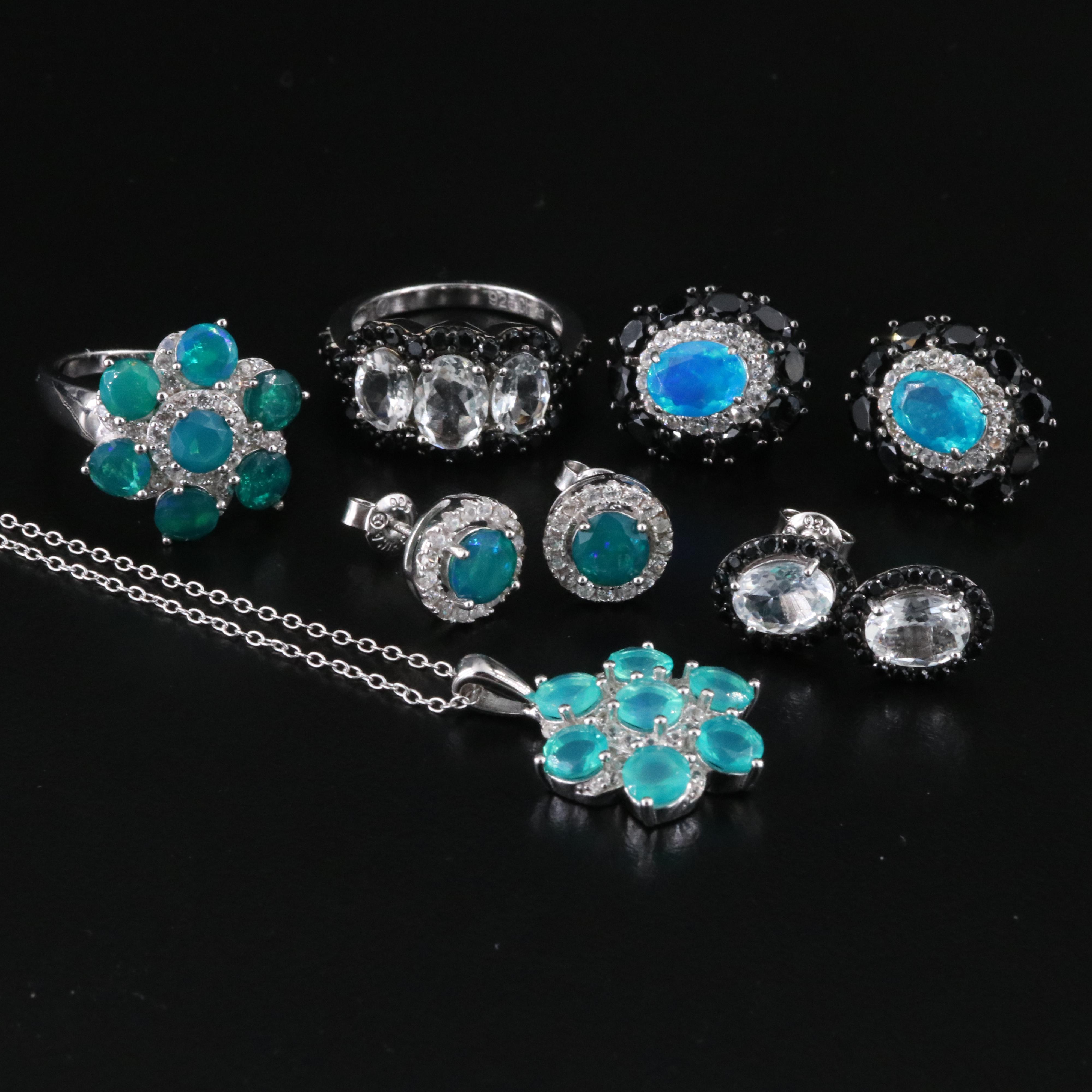 Sterling Jewelry Collection Including Opal, Zircon and Spinel