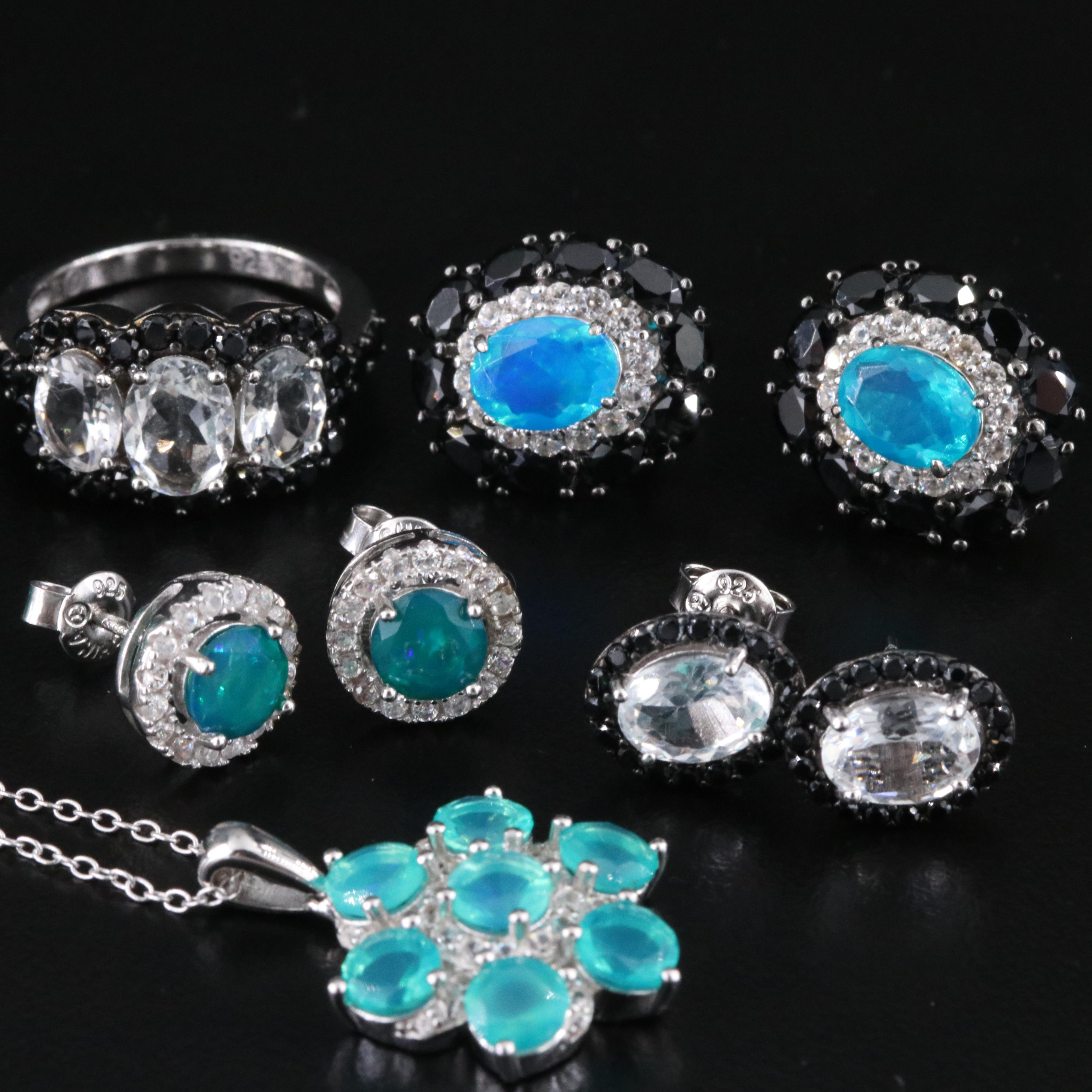 Sterling Jewelry Collection Including Opal, Zircon and Spinel