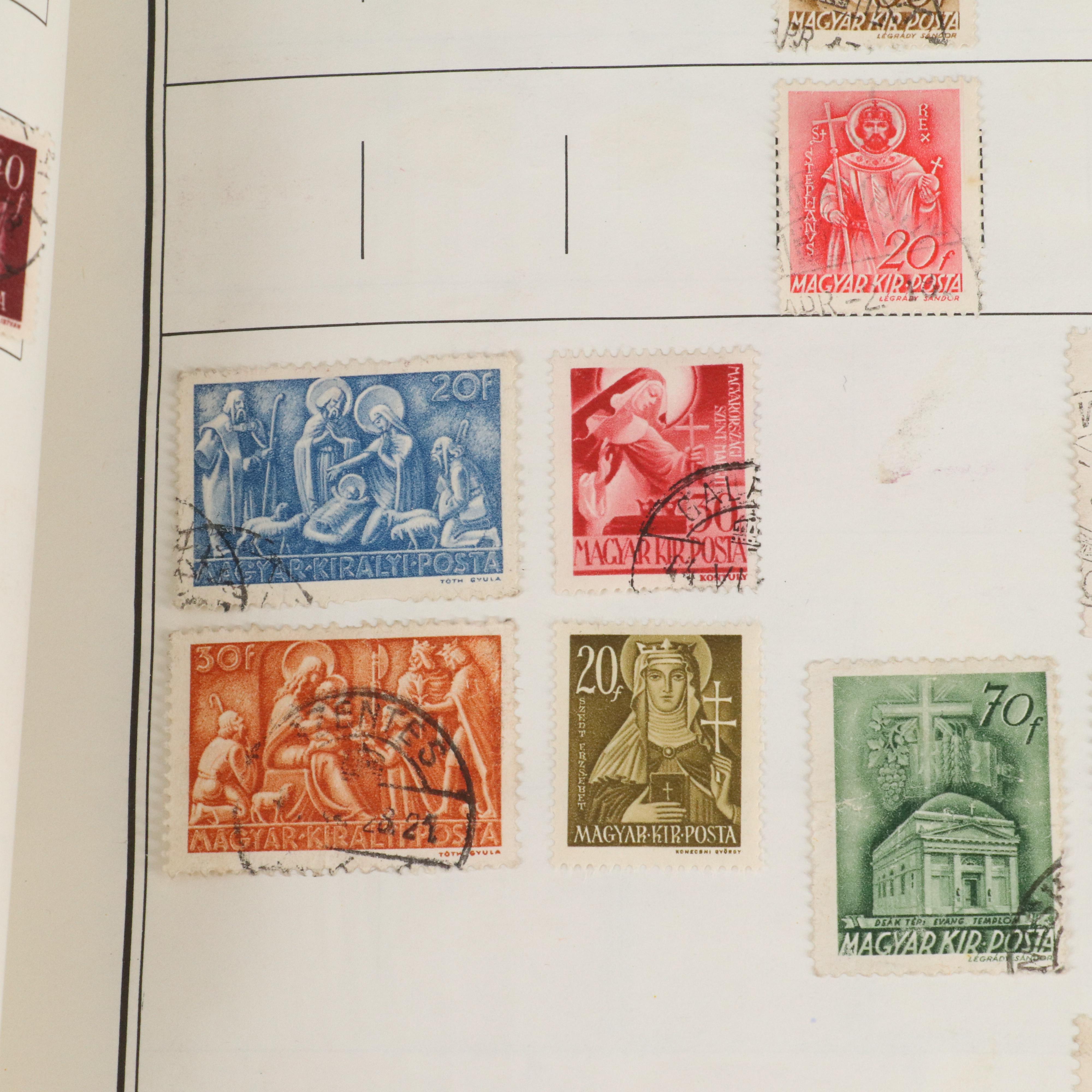 Large Album of World Postage Stamps and Two Empty Albums