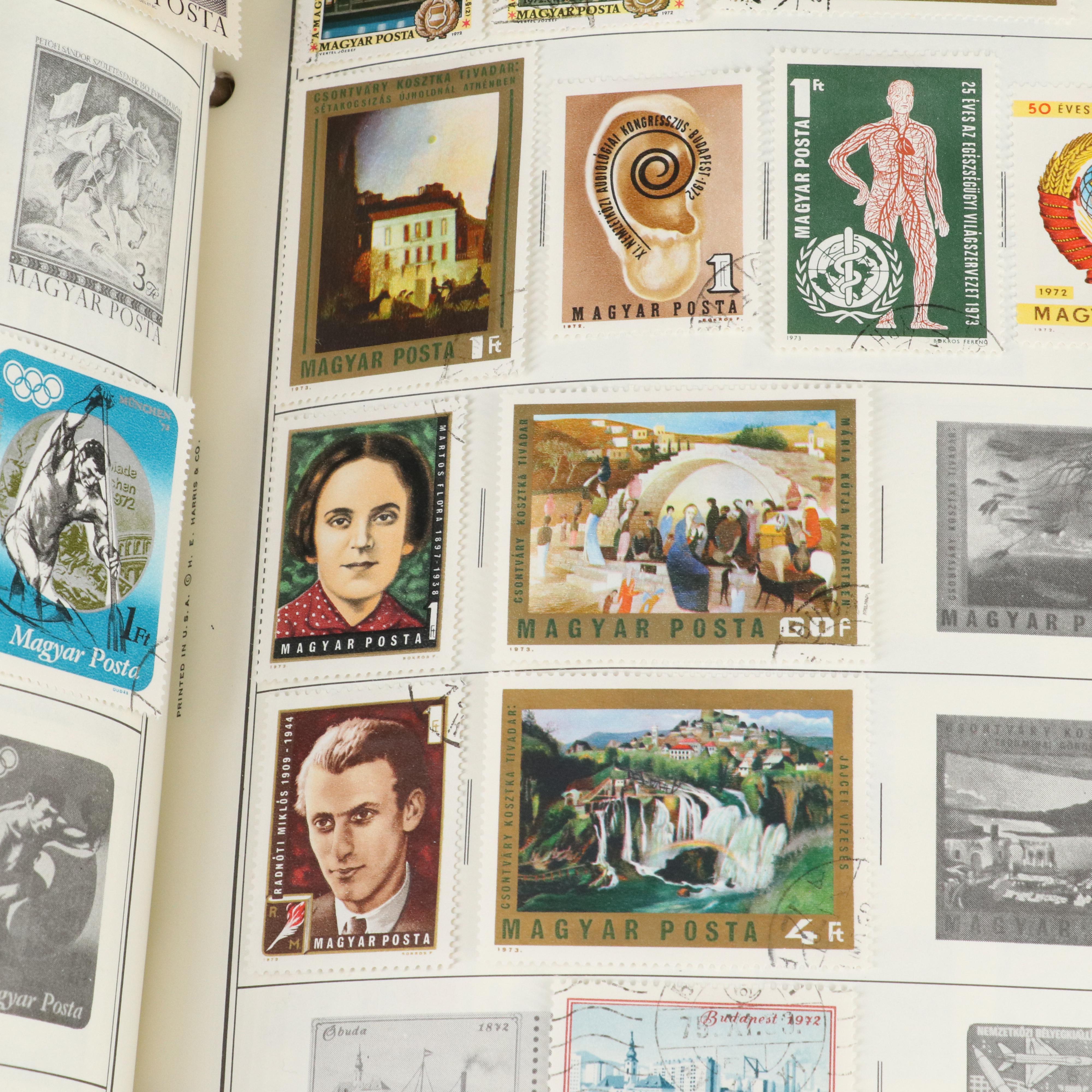 Large Album of World Postage Stamps and Two Empty Albums