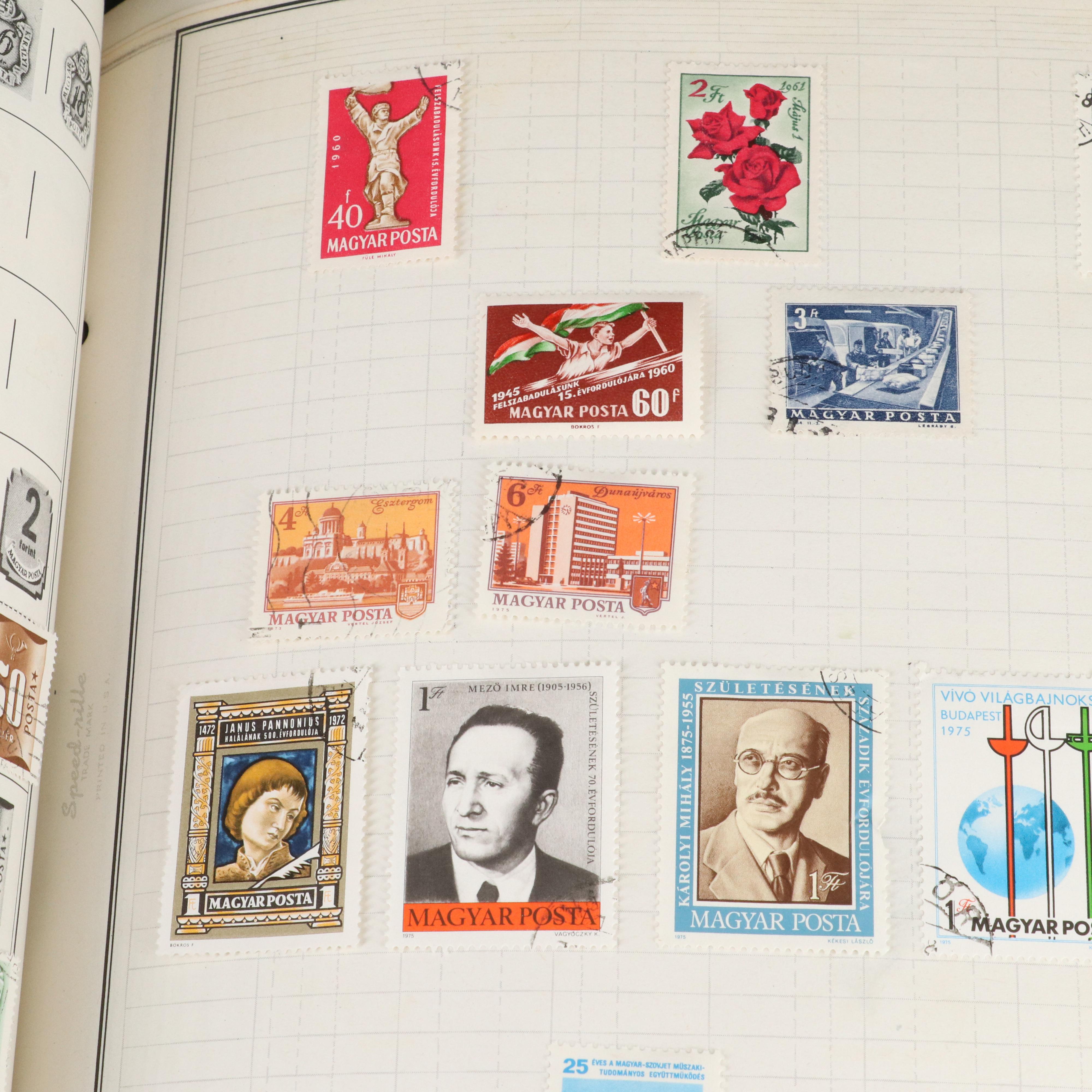 Large Album of World Postage Stamps and Two Empty Albums