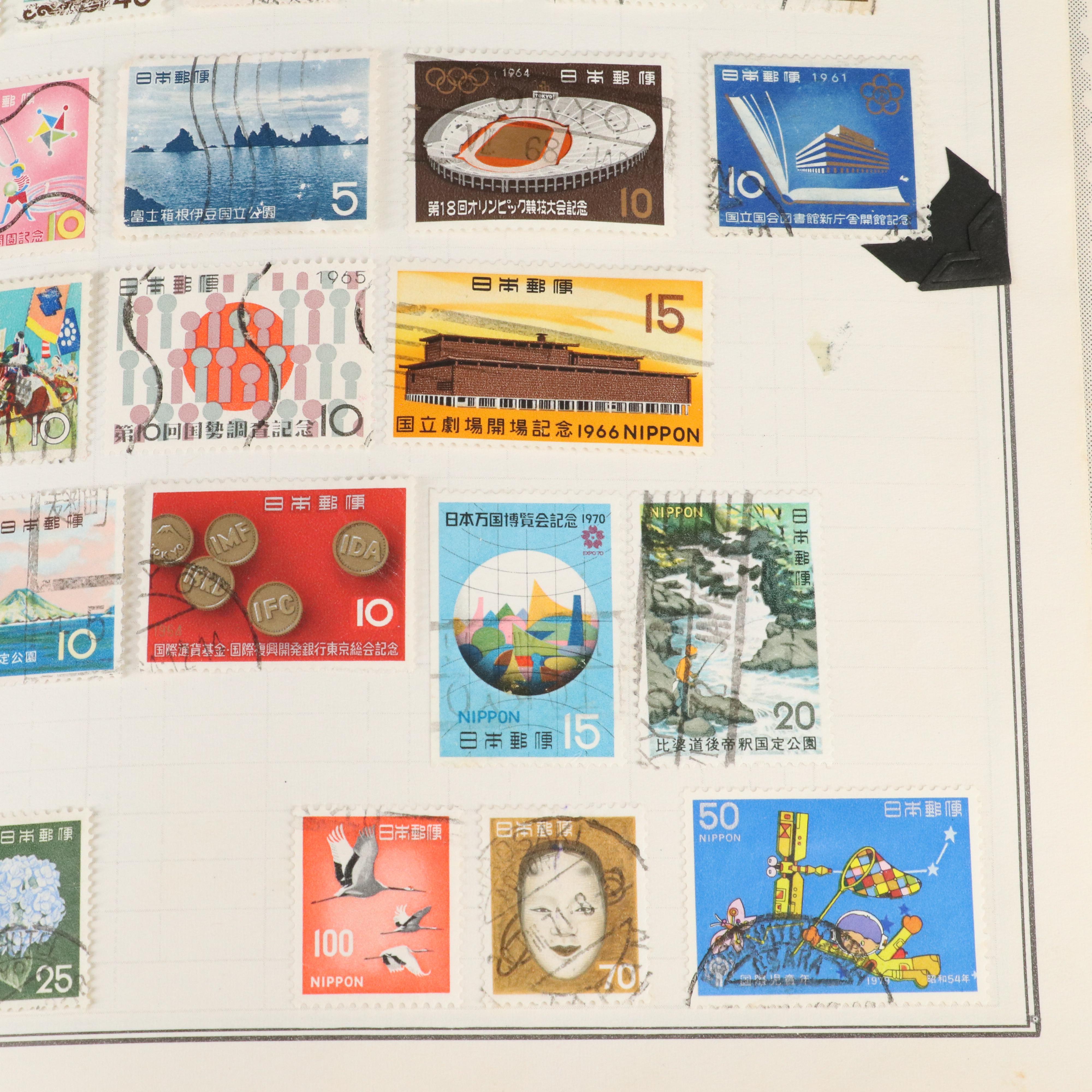 Large Album of World Postage Stamps and Two Empty Albums