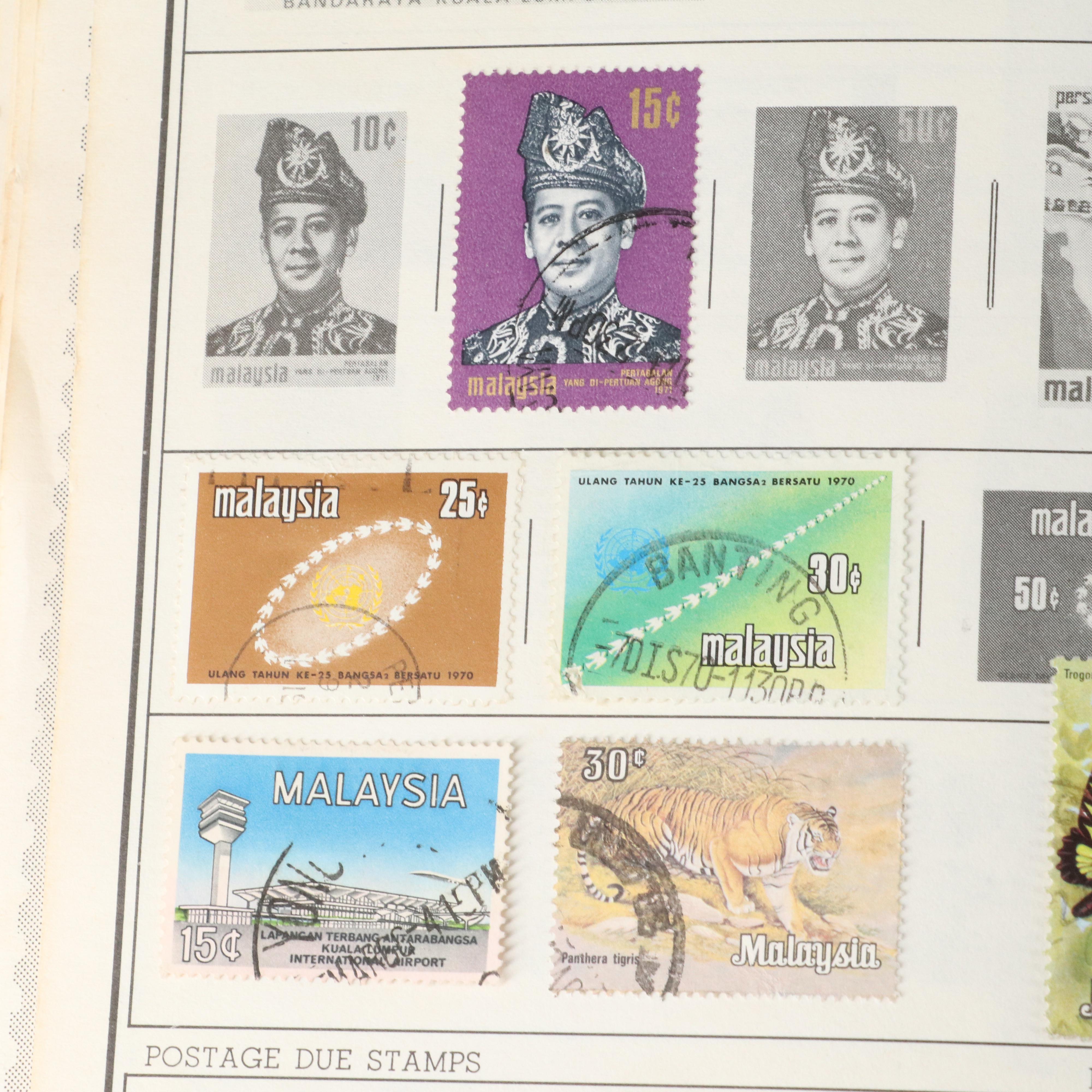 Large Album of World Postage Stamps and Two Empty Albums