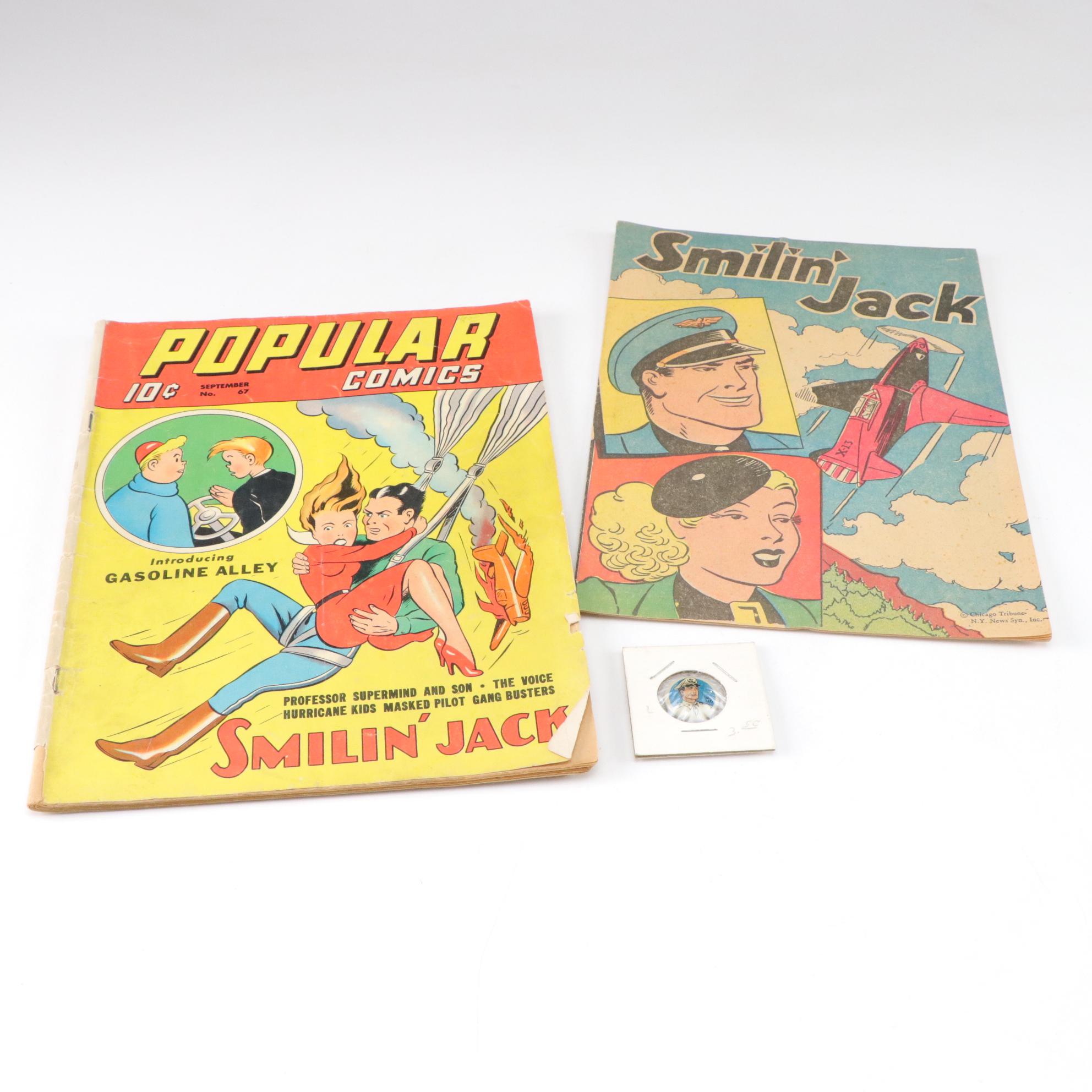 Smilin' Jack Featured in Pair of Comics and Pep Pin, 1938-1941