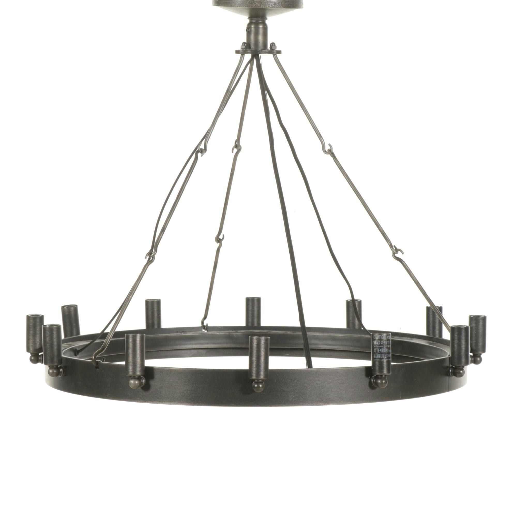 Circular Iron-Finished Candle Style Twelve Light Chandelier, 2018
