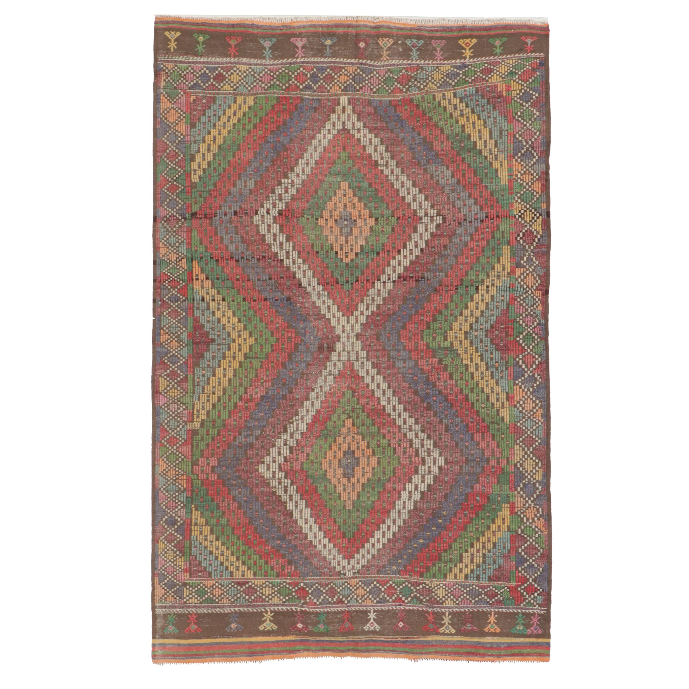 5'11 x 9'9 Handmade Turkish Mixed Technique Mut Cicim Area Rug