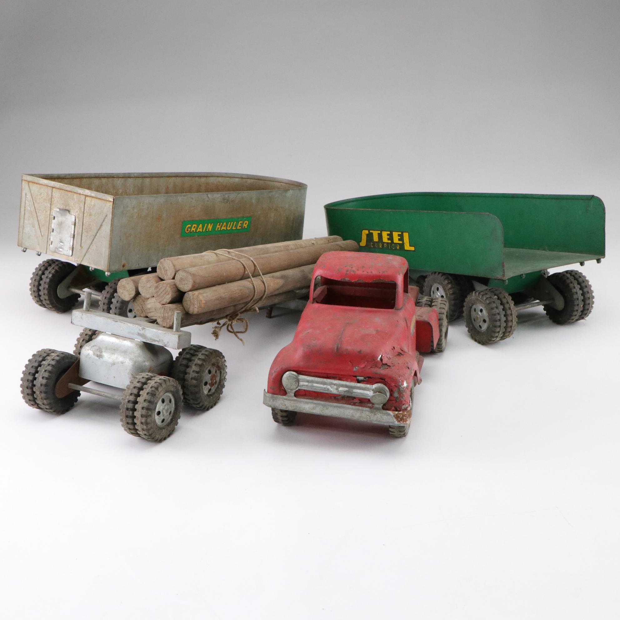 Tonka Toys Grain Hauler, Log Truck & Steel Carrier Toys