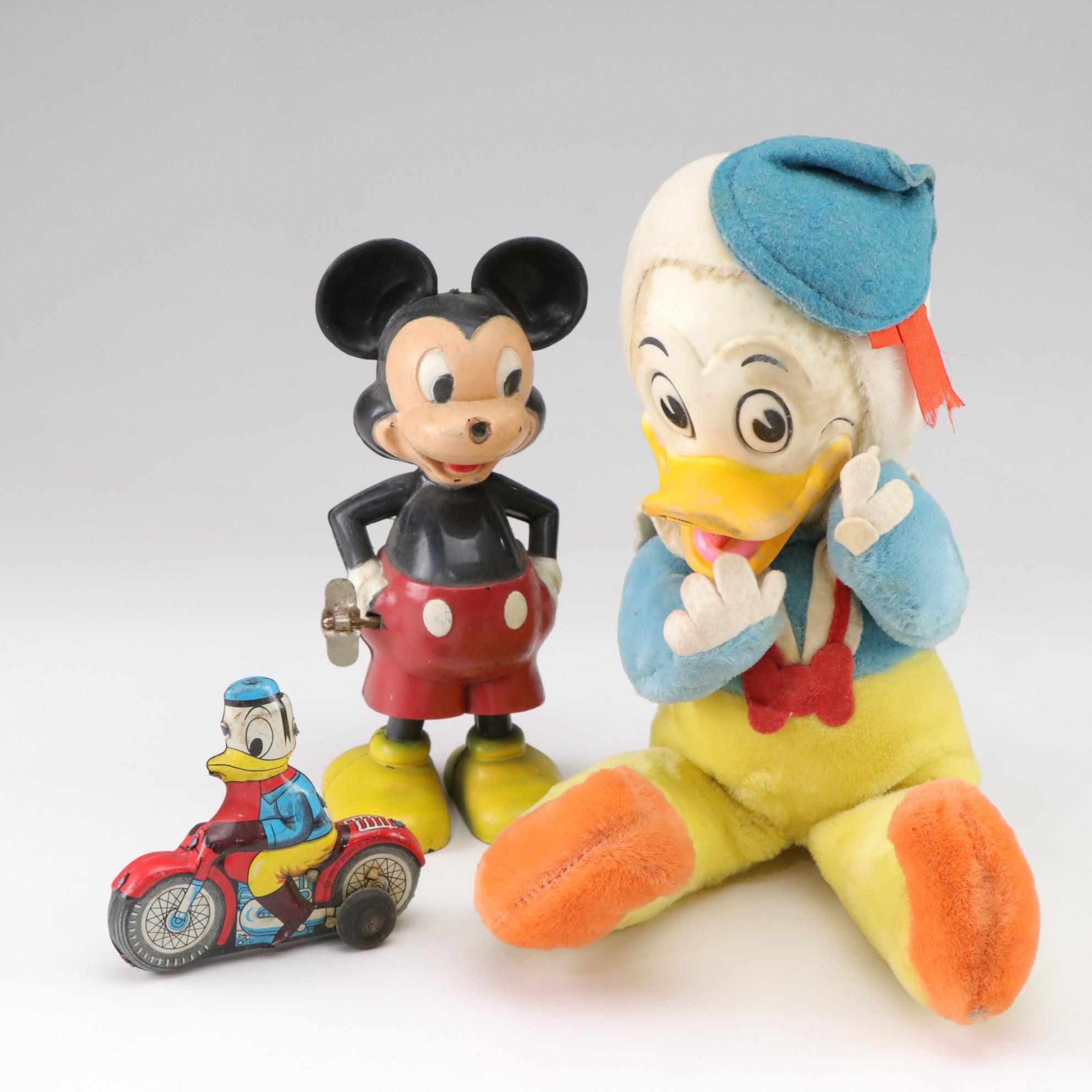 Woolikin Donald Duck Plush Toy with Plastic Mickey Mouse and Metal Donald Duck