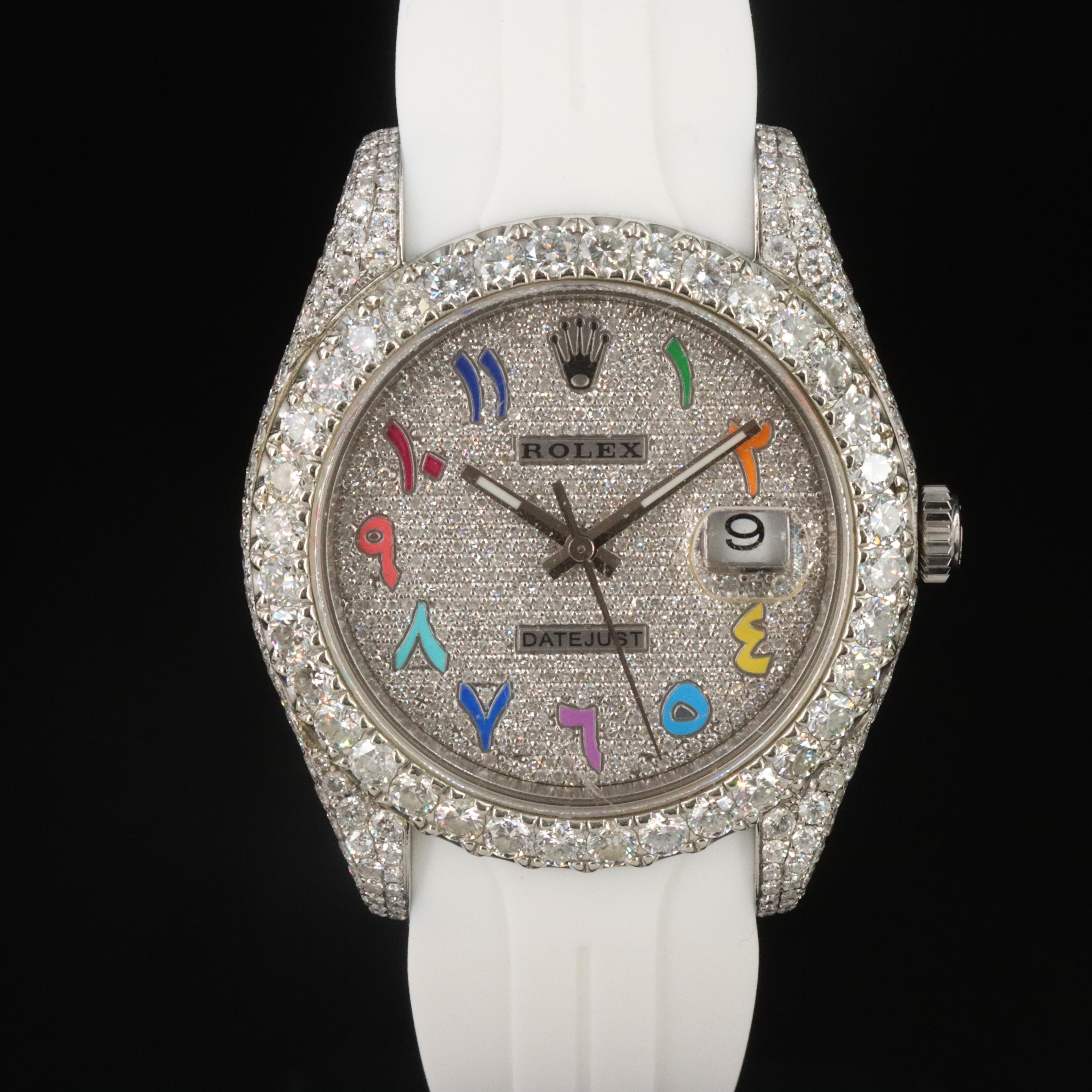 Rolex Datejust II ref.116334 Custom 9.50CTW Diamond Bezel & Dial Automatic Watch