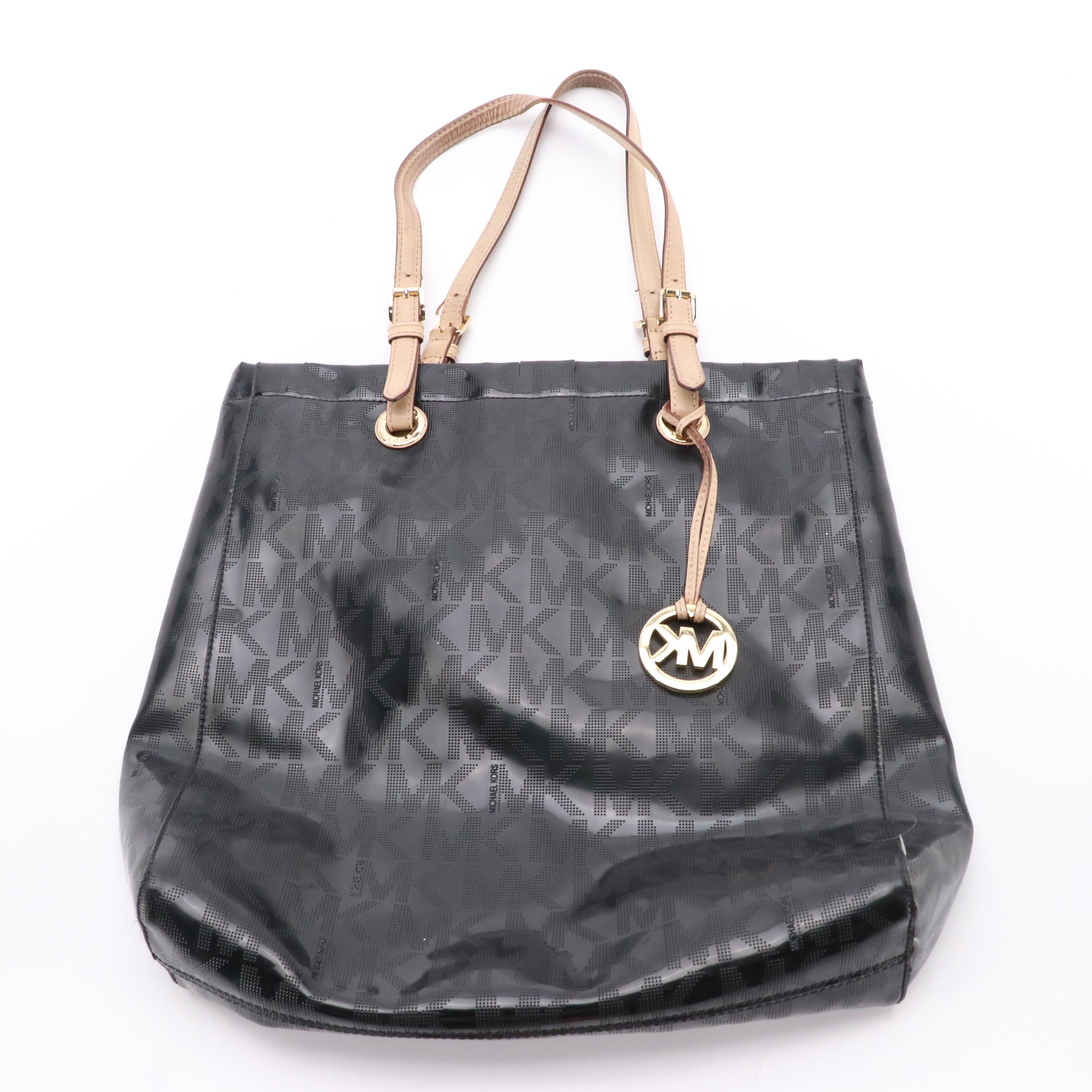 Michael Kors MK Jet Set Tote and Fulton Crossbody in Black Leather