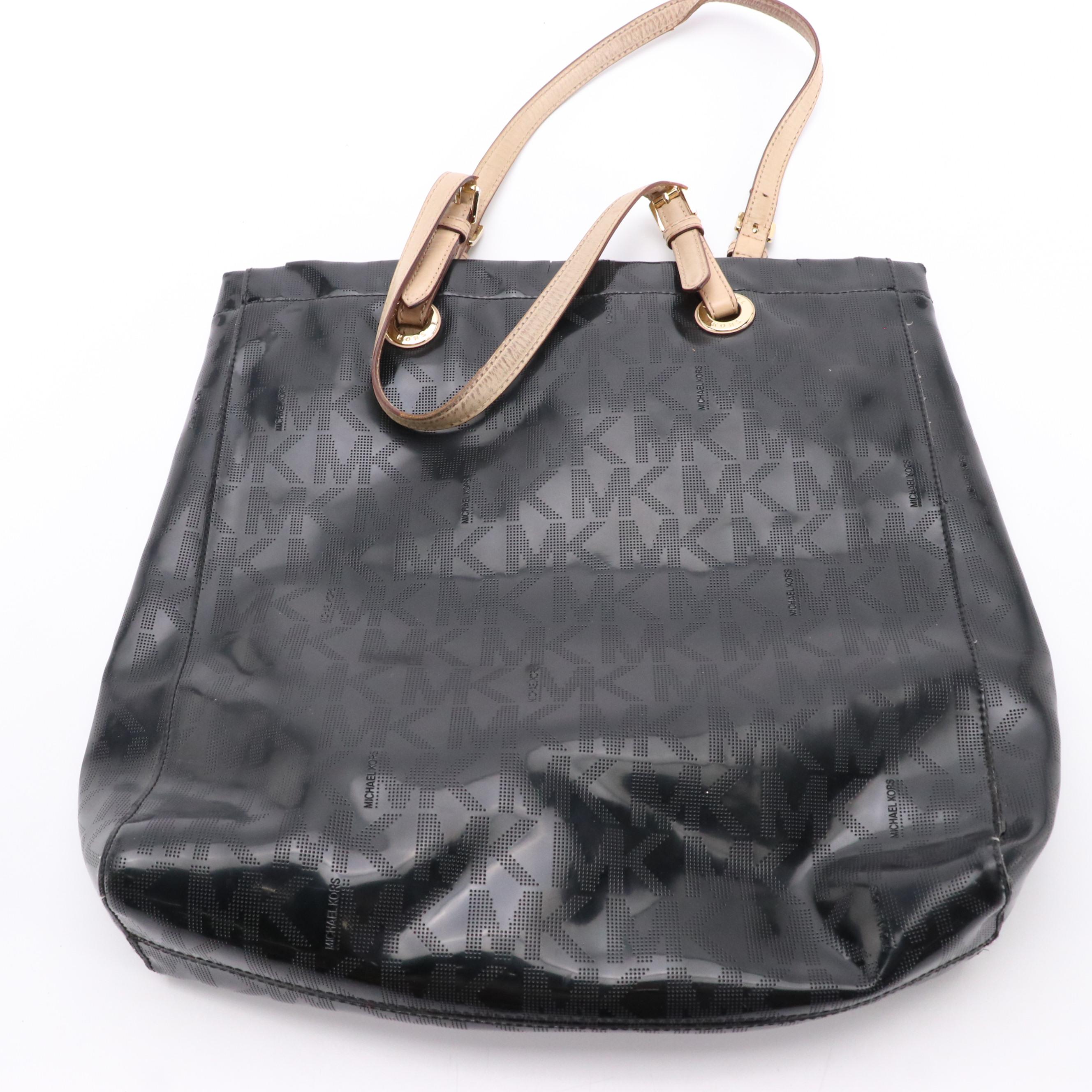 Michael Kors MK Jet Set Tote and Fulton Crossbody in Black Leather