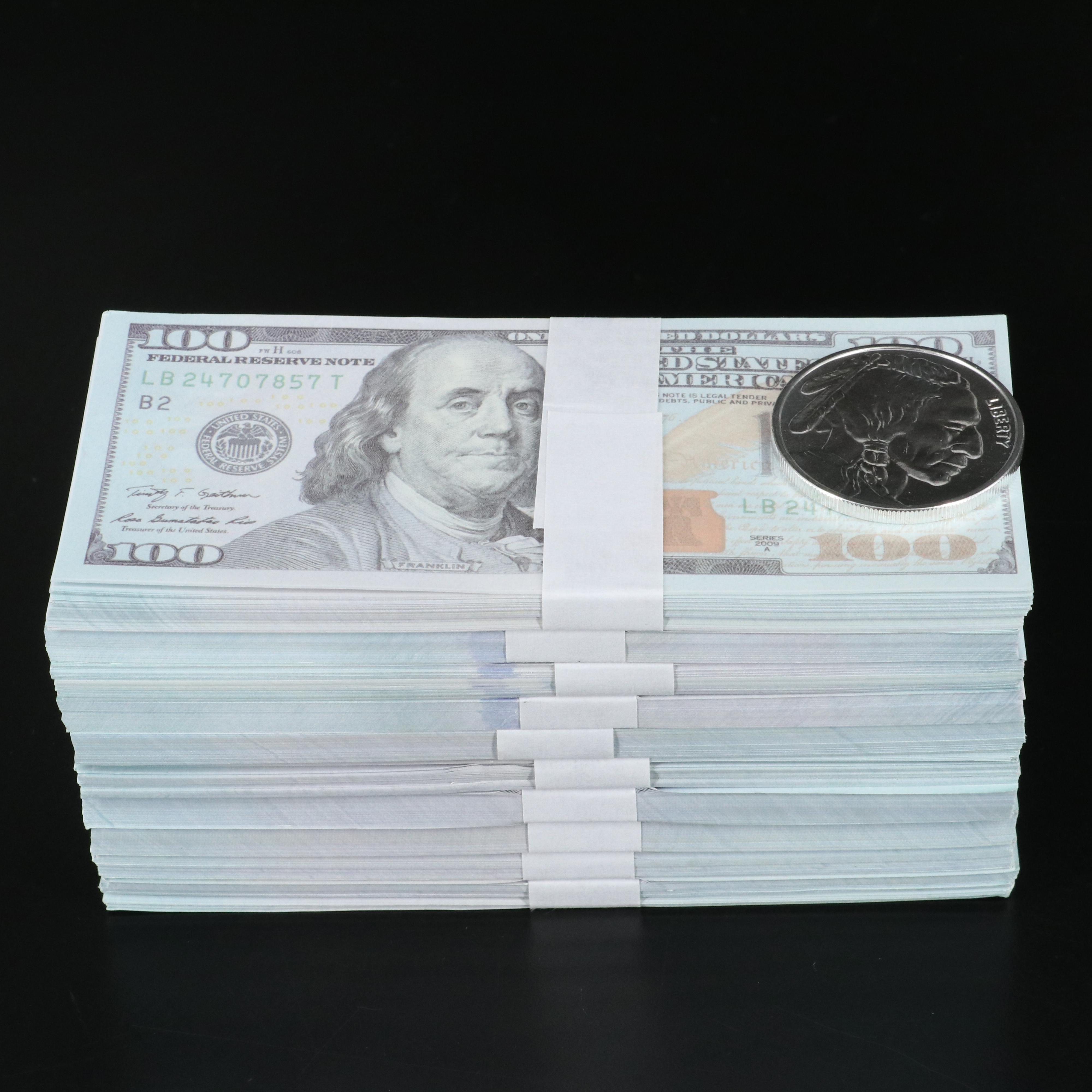 One-Ounce Fine Silver Round and 1,000 Stage/Movie Prop Banknotes