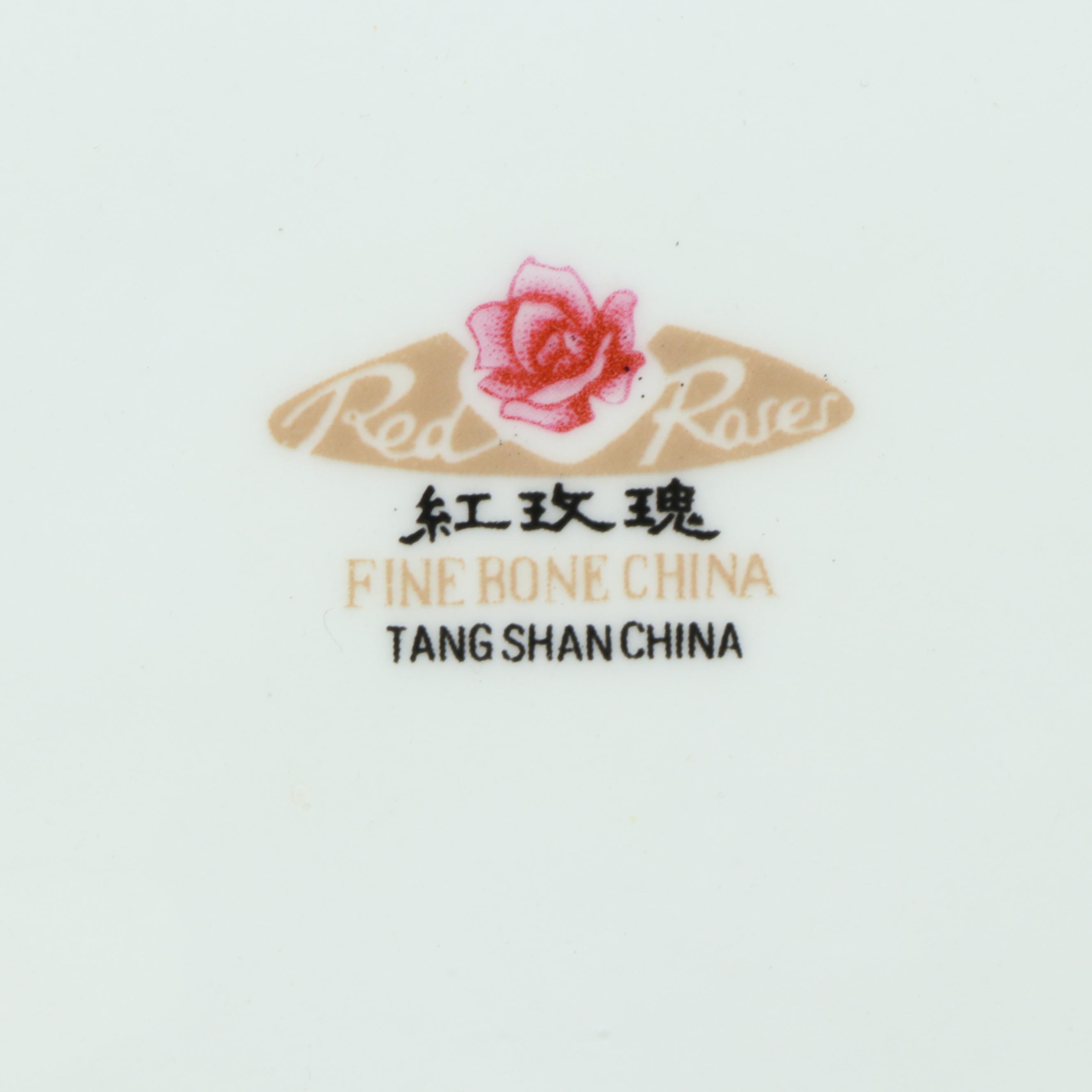 Red Roses Bone China Horse Plate with Hakata Mimasu and Other Figurine