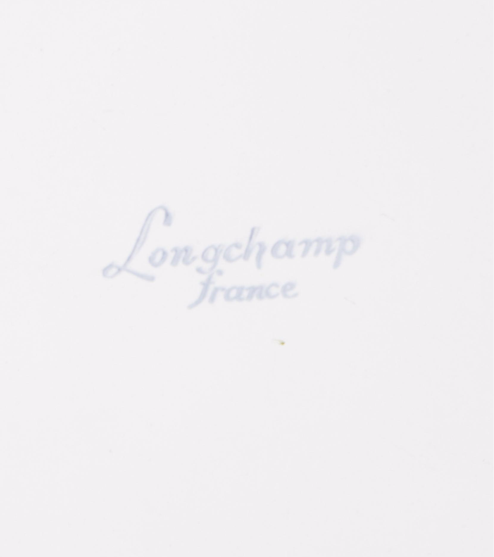 French Longchamp White Ceramic Dinnerware with Beaded Trim