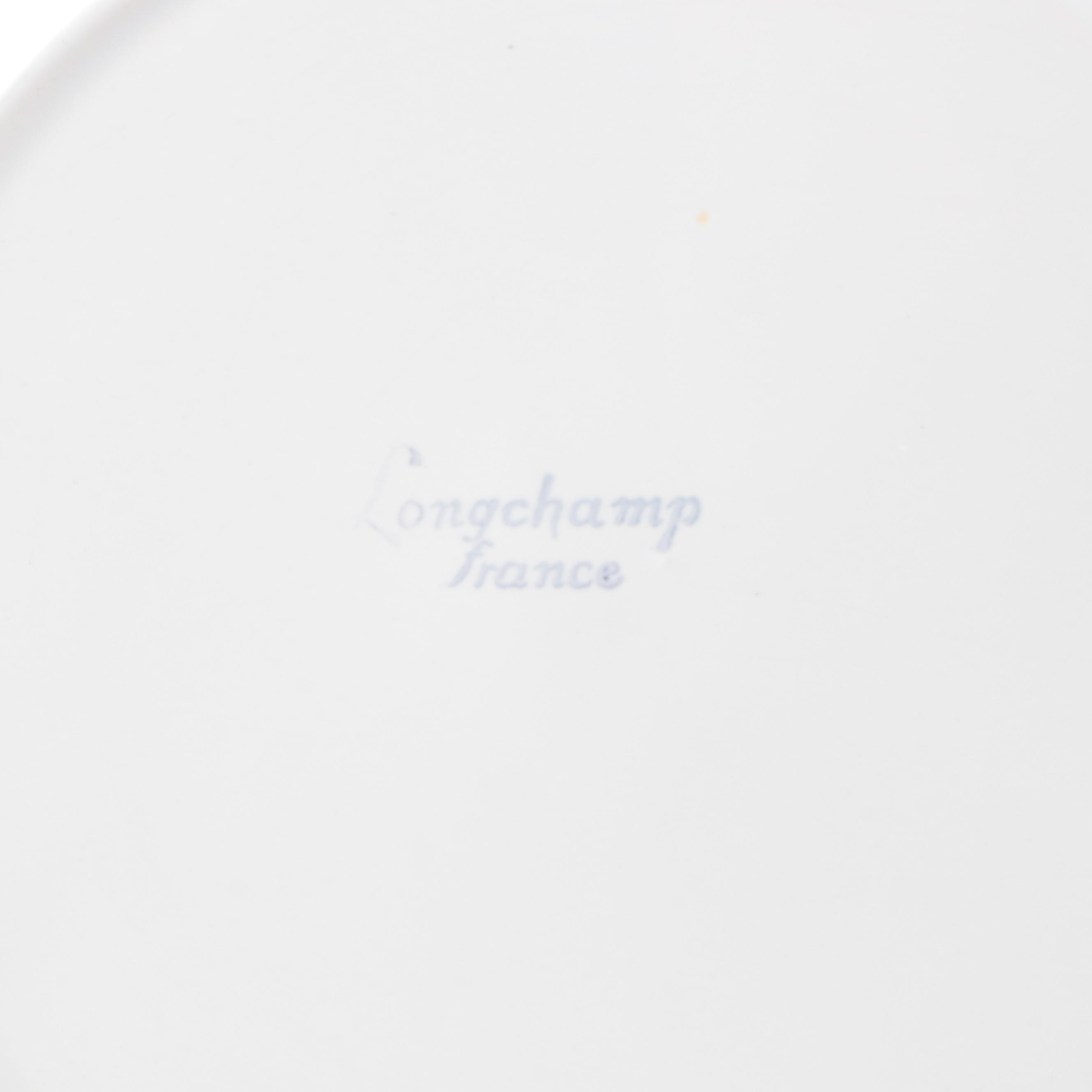 French Longchamp White Ceramic Dinnerware with Beaded Trim