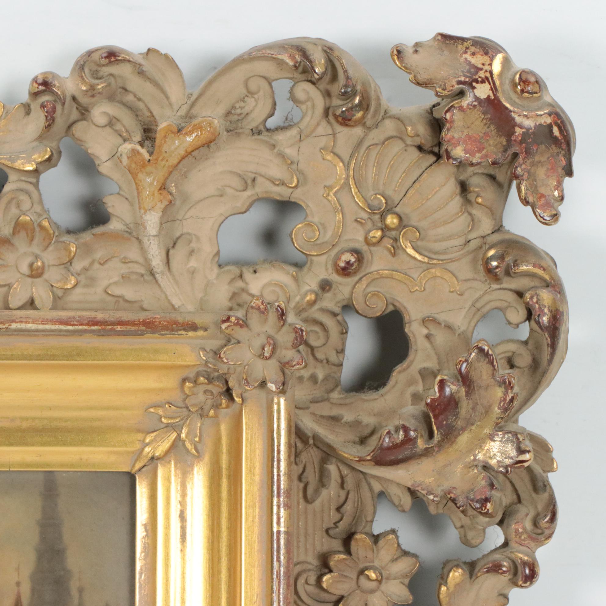 Porcelain Plaque of Figures on Exterior Staircase