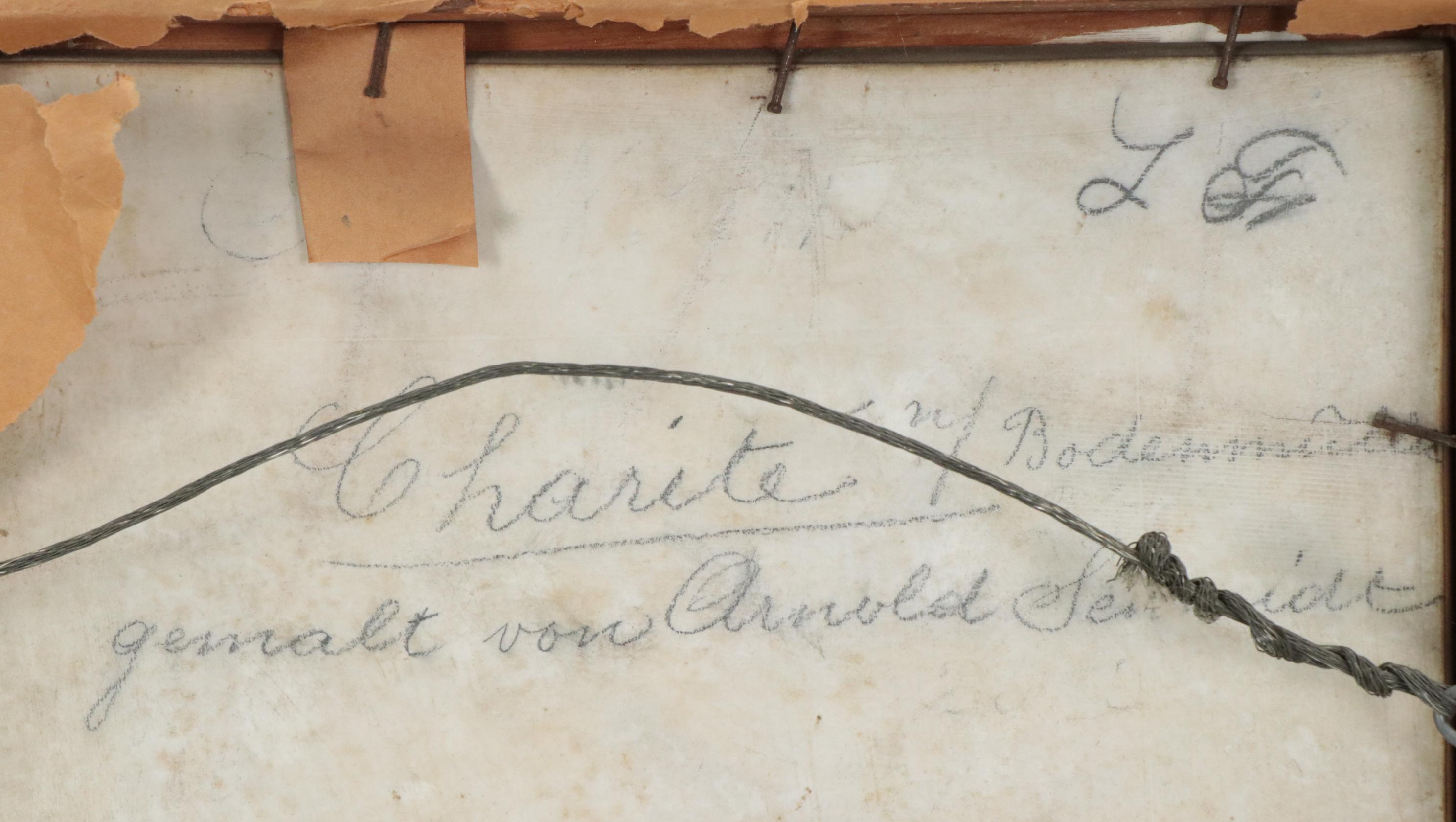 Porcelain Plaque of Figures on Exterior Staircase