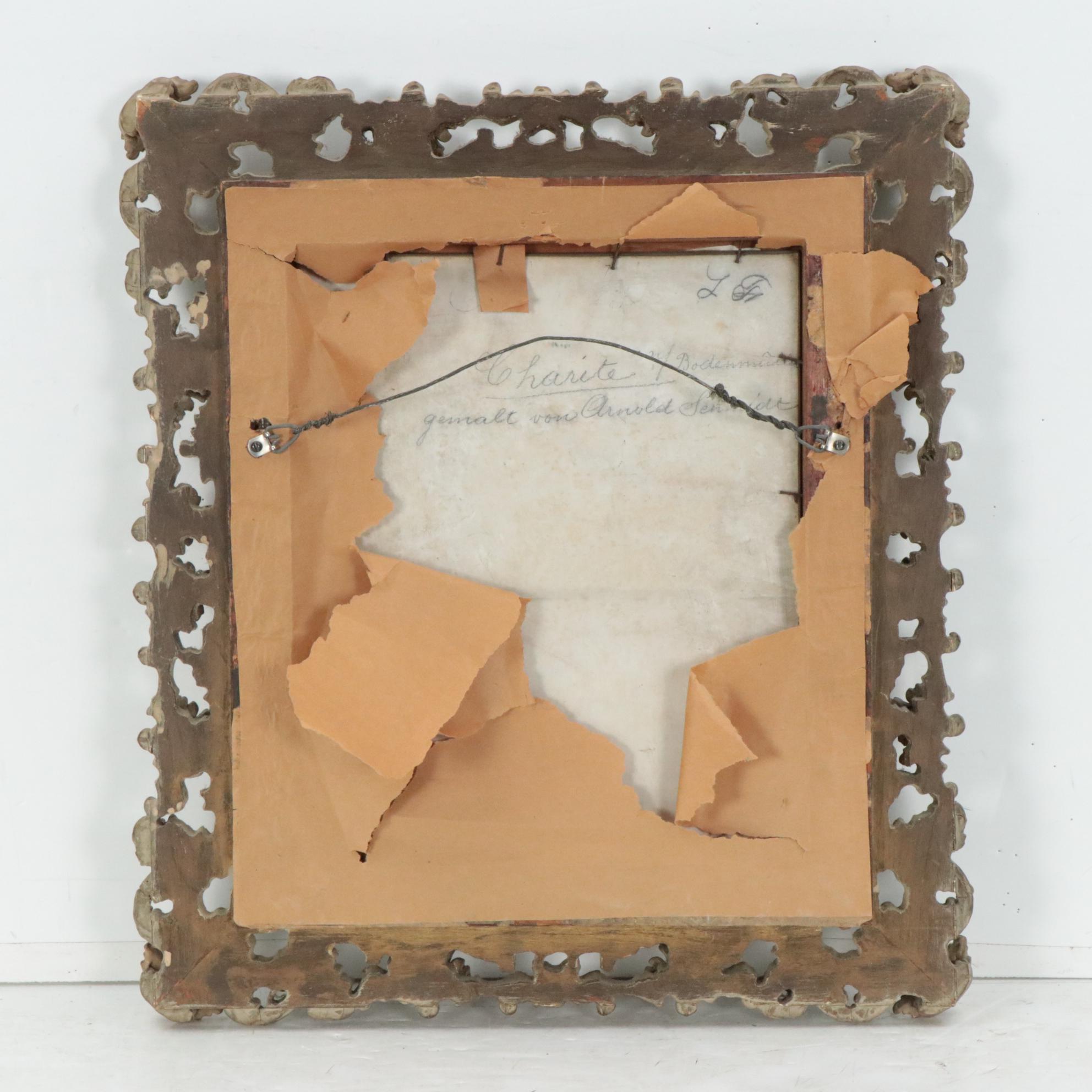 Porcelain Plaque of Figures on Exterior Staircase