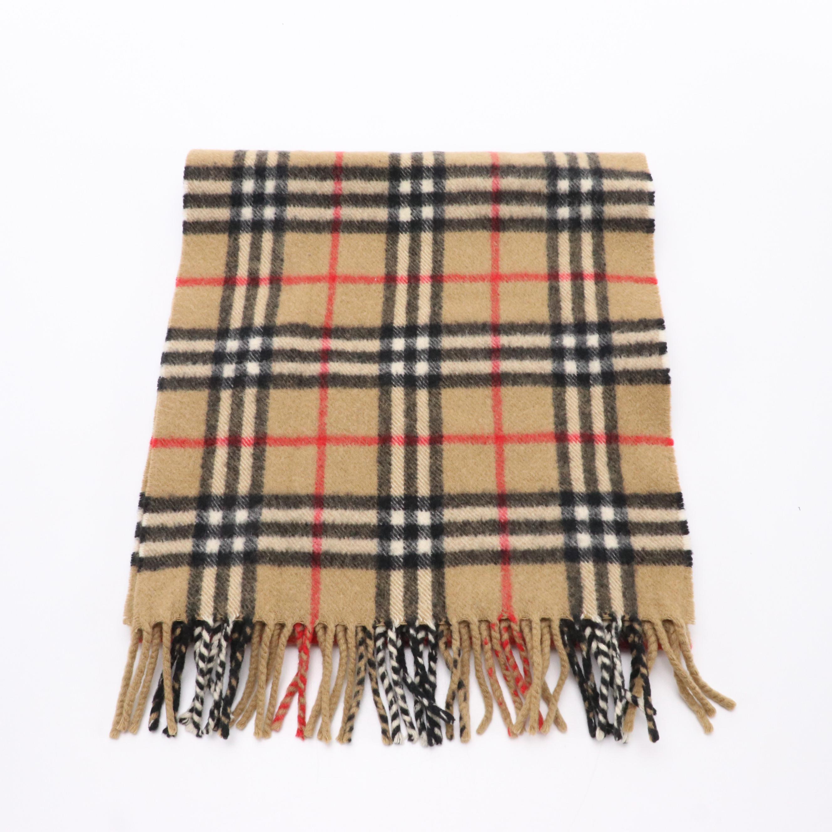 Burberrys House Check Cashmere Fringe Scarf