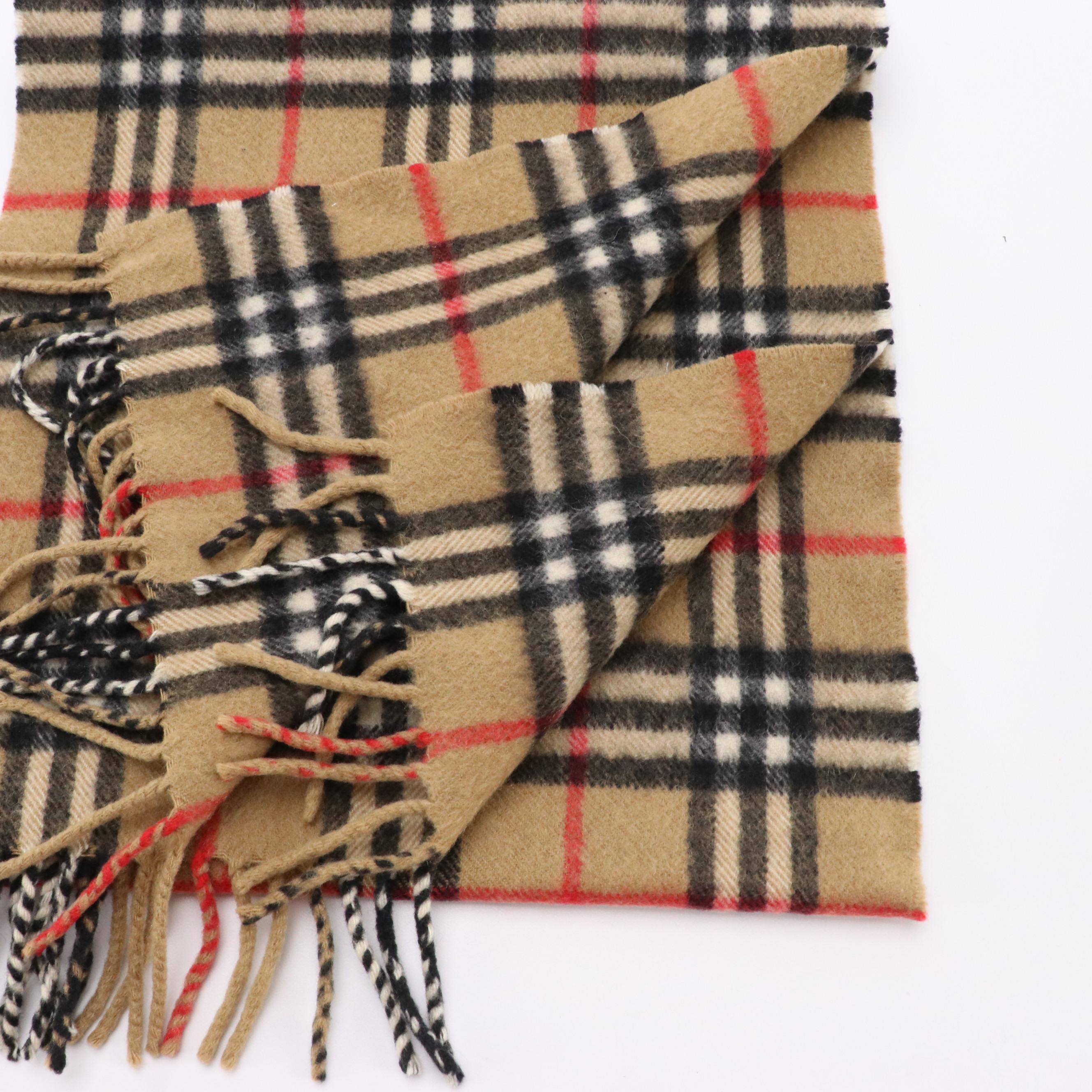 Burberrys House Check Cashmere Fringe Scarf
