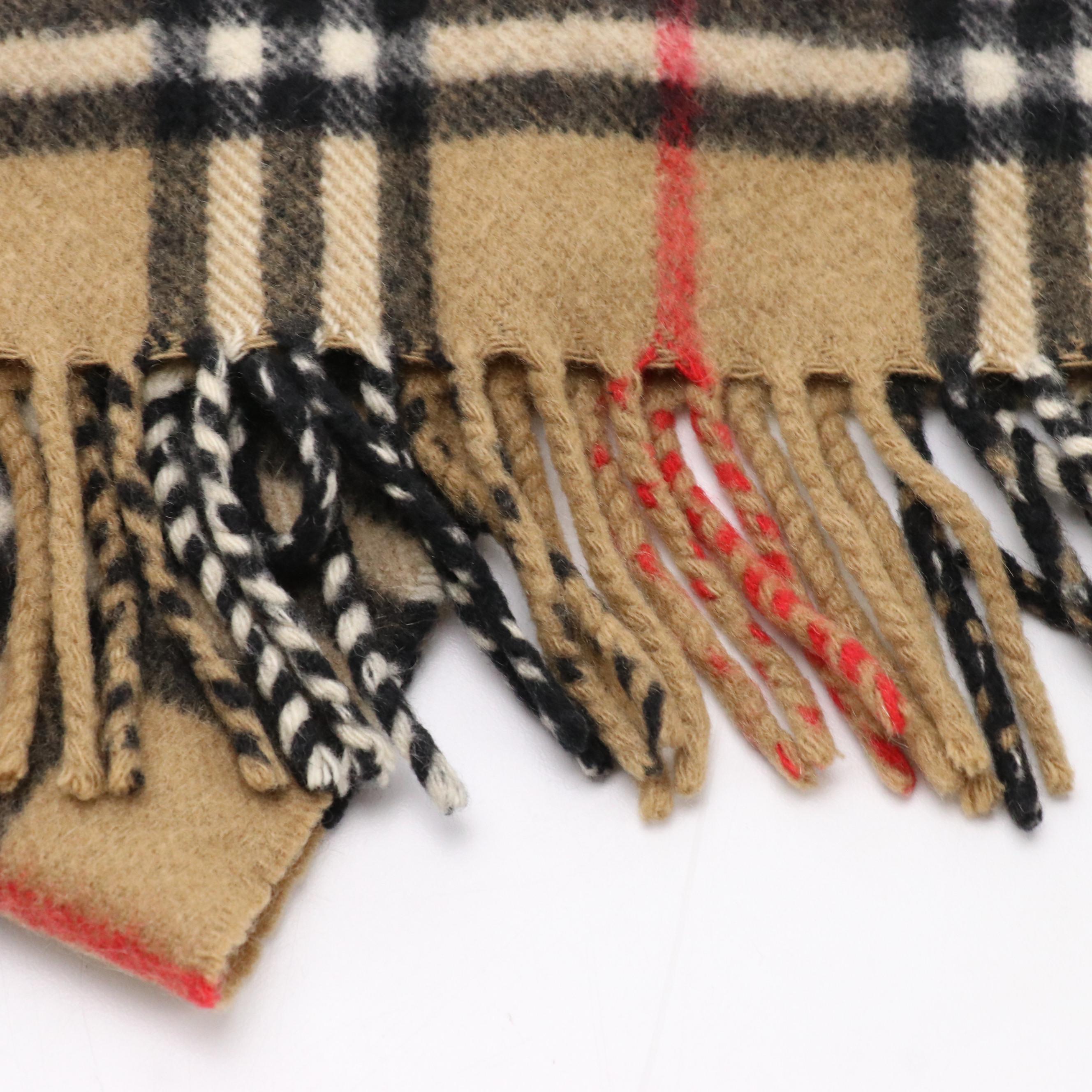 Burberrys House Check Cashmere Fringe Scarf