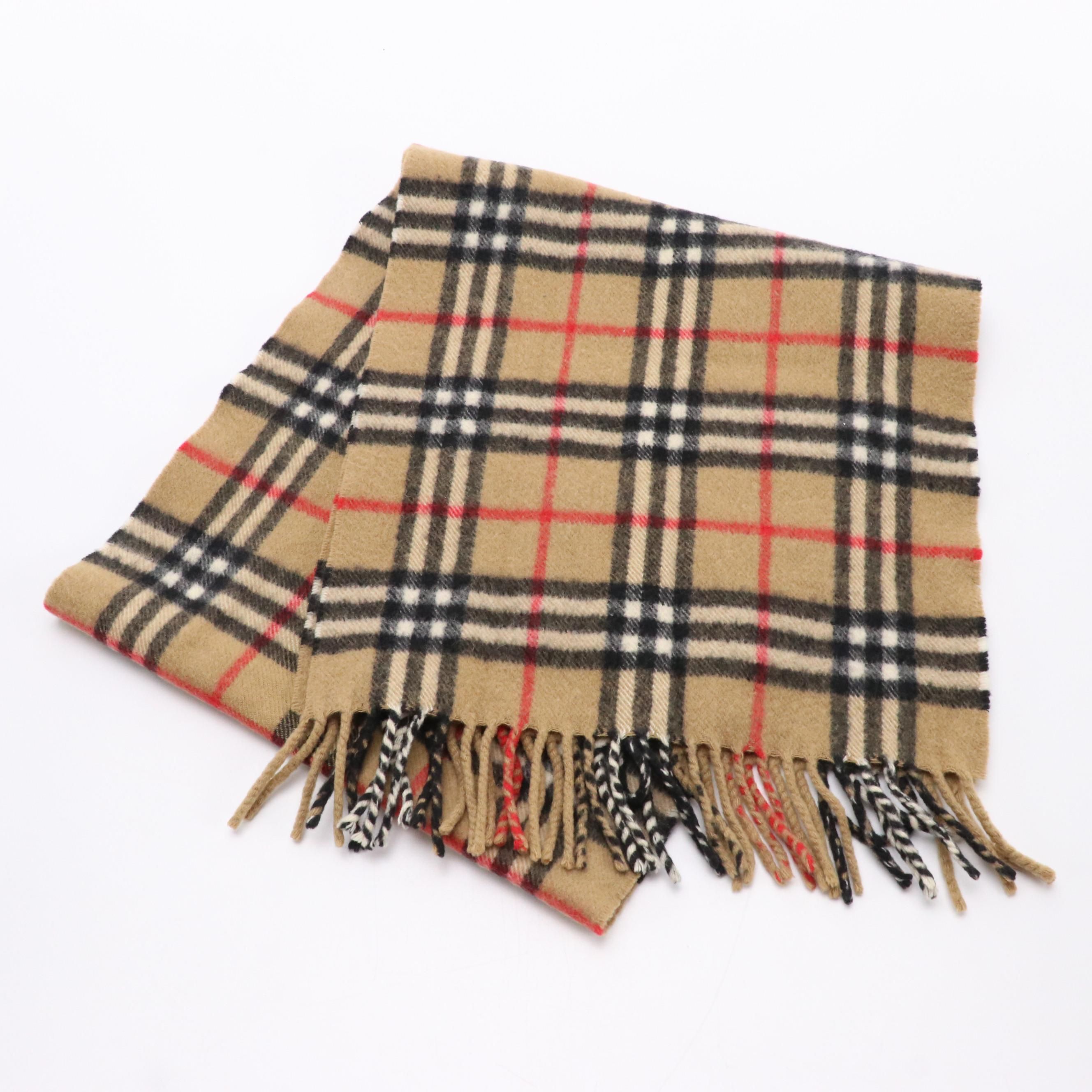 Burberrys House Check Cashmere Fringe Scarf