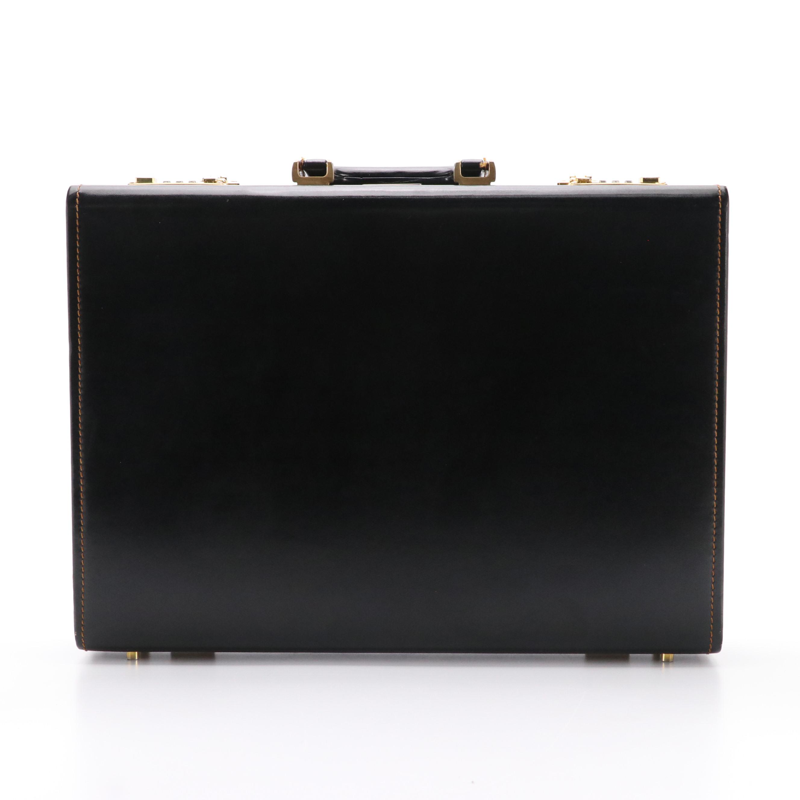 Yves Saint Laurent Leather Hardside Locking Briefcase, circa 1980