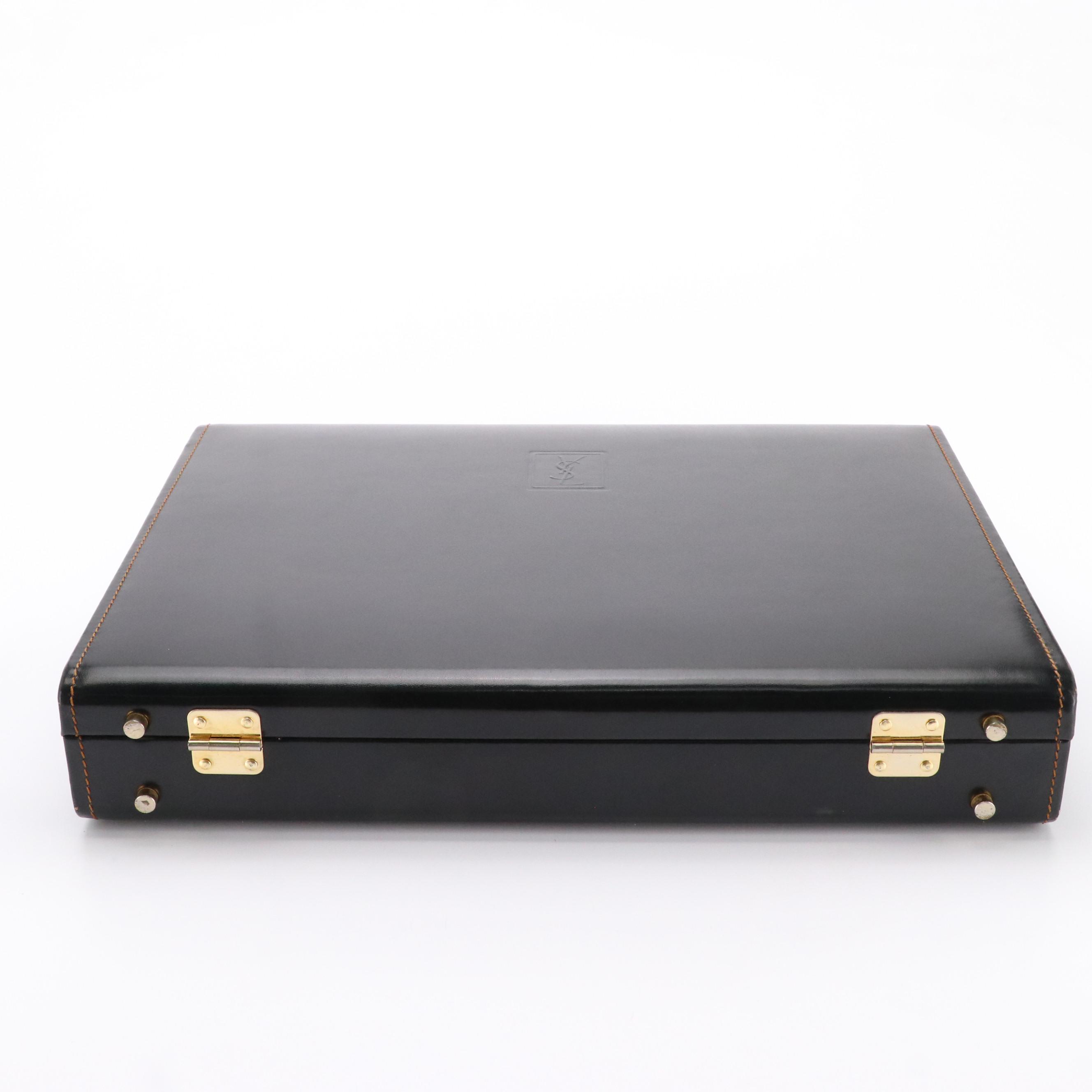 Yves Saint Laurent Leather Hardside Locking Briefcase, circa 1980