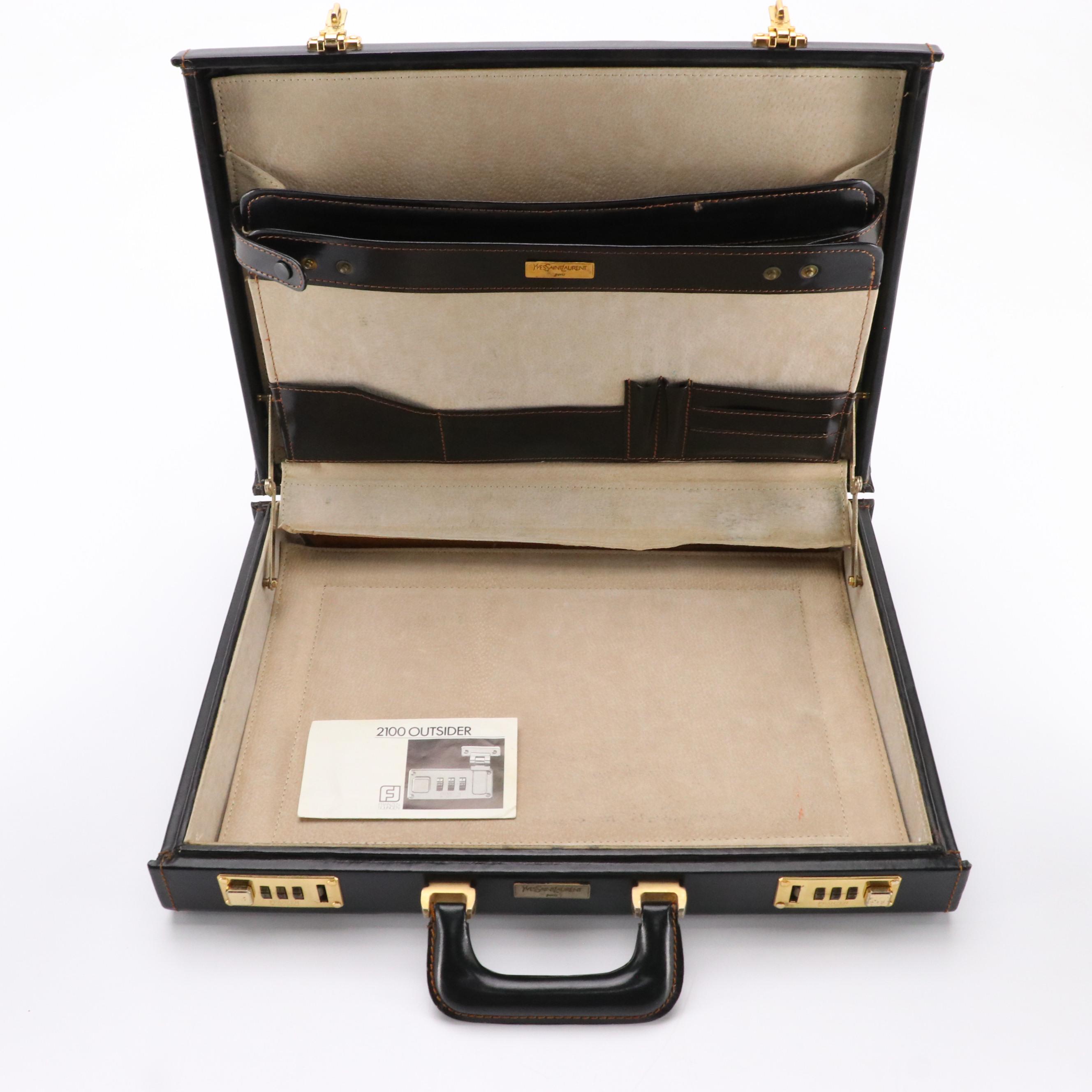 Yves Saint Laurent Leather Hardside Locking Briefcase, circa 1980