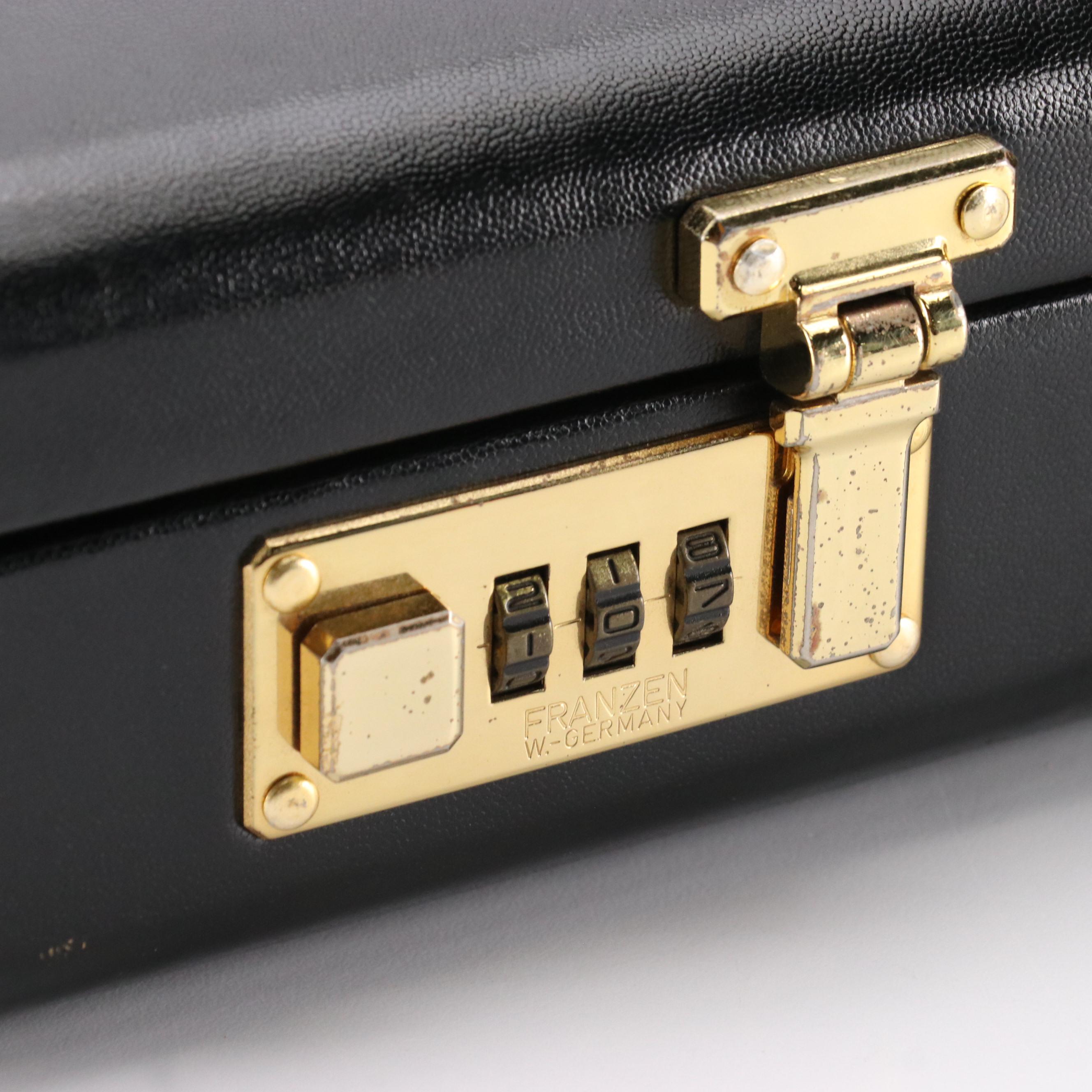 Yves Saint Laurent Leather Hardside Locking Briefcase, circa 1980