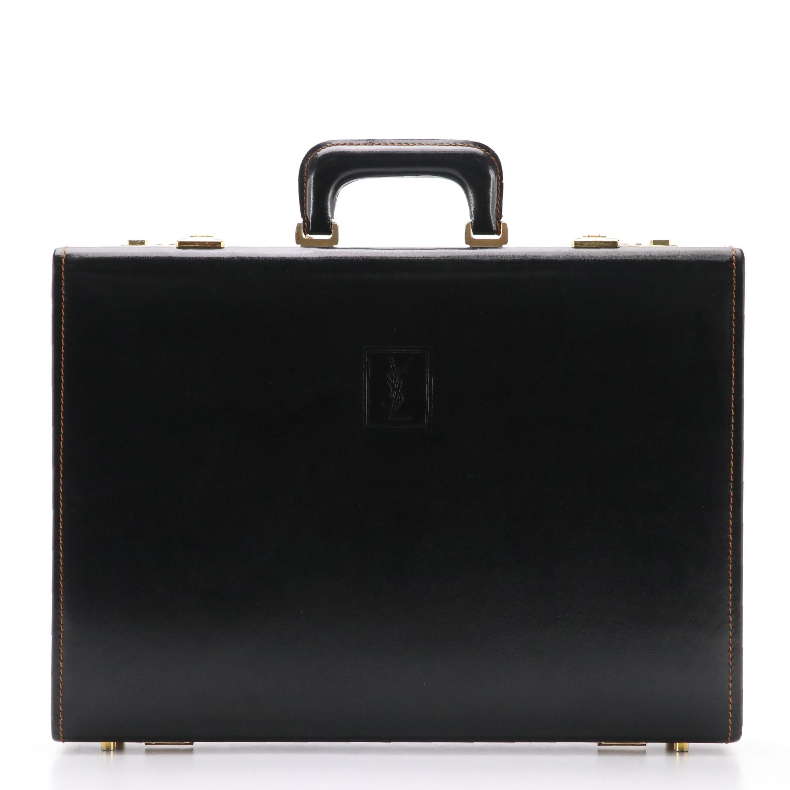Yves Saint Laurent Leather Hardside Locking Briefcase, circa 1980