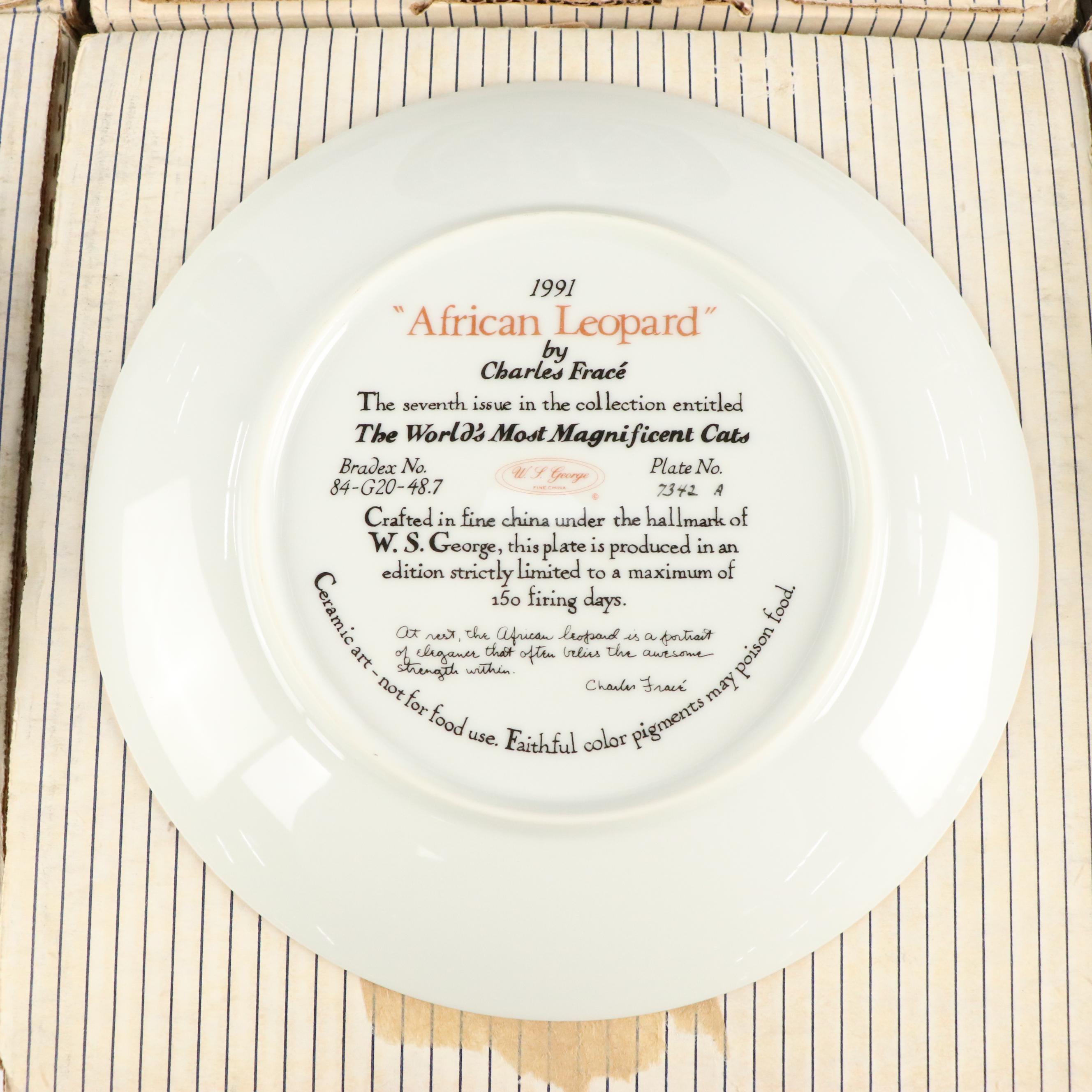 Charles Fracé The World's Most Magnificent Cats Collectible Plates, 1990s