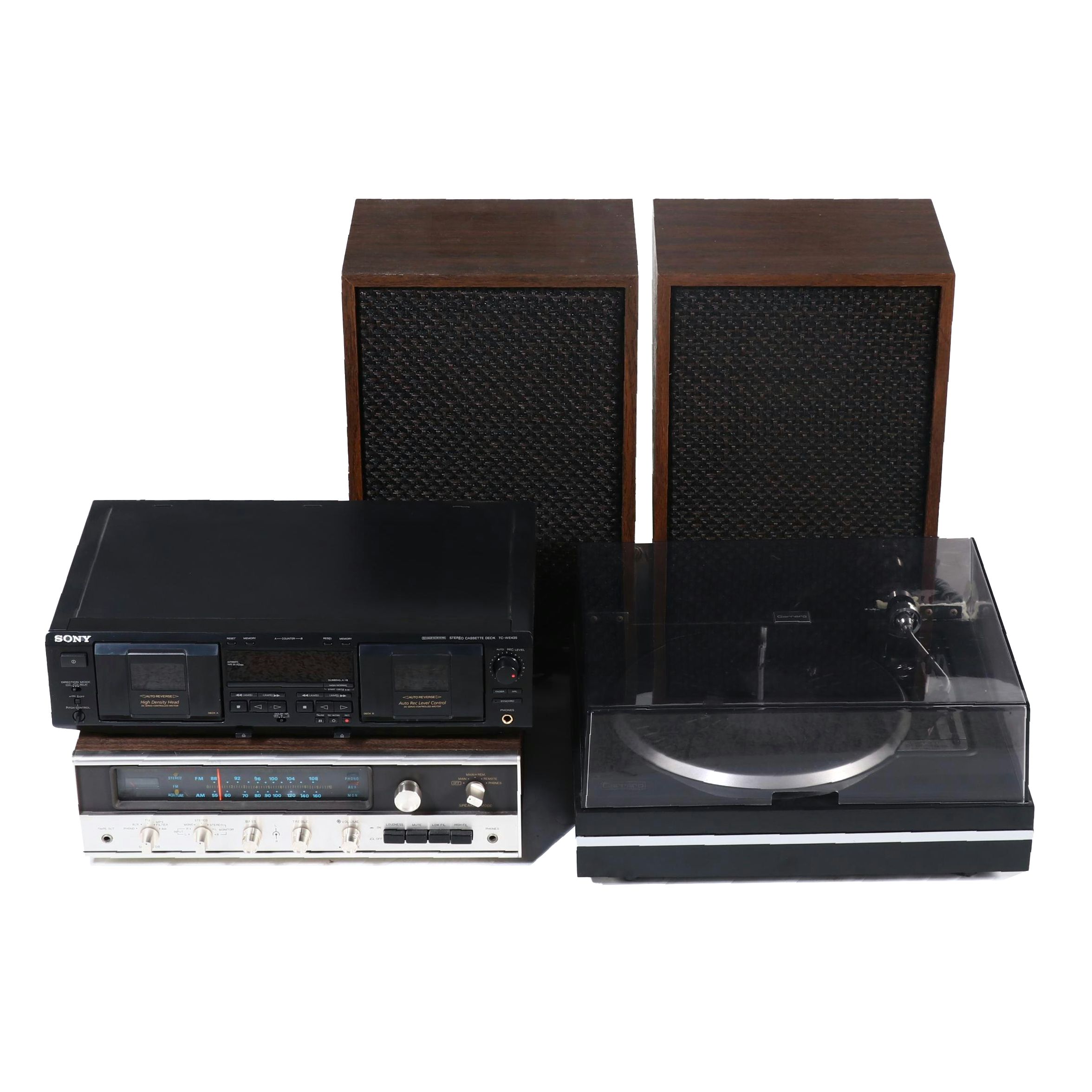 Garrard Turntable, Sony Cassette Deck, Harman Kardon Speaker, Lafayette Receiver
