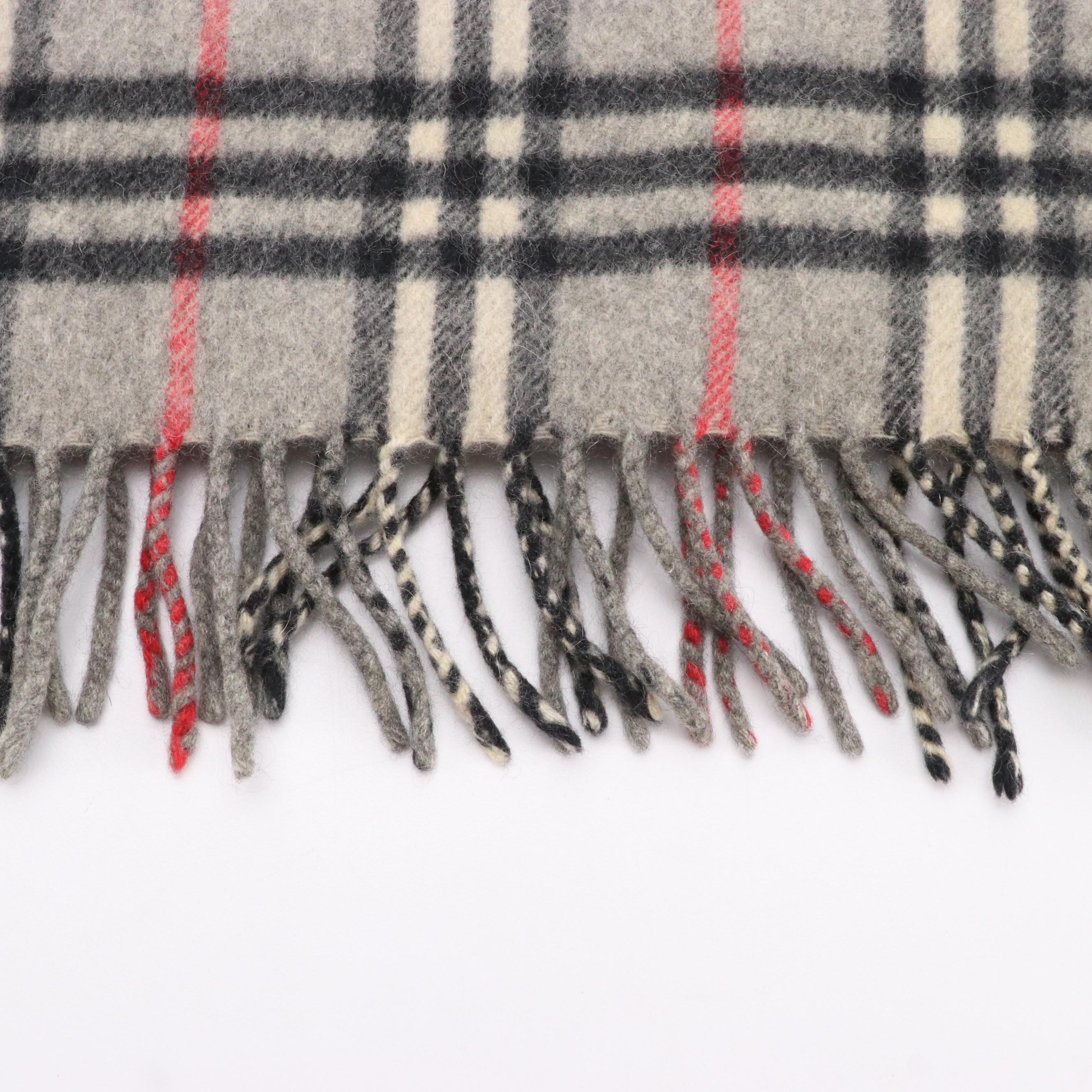 Burberrys Check Fringed Cashmere Scarf