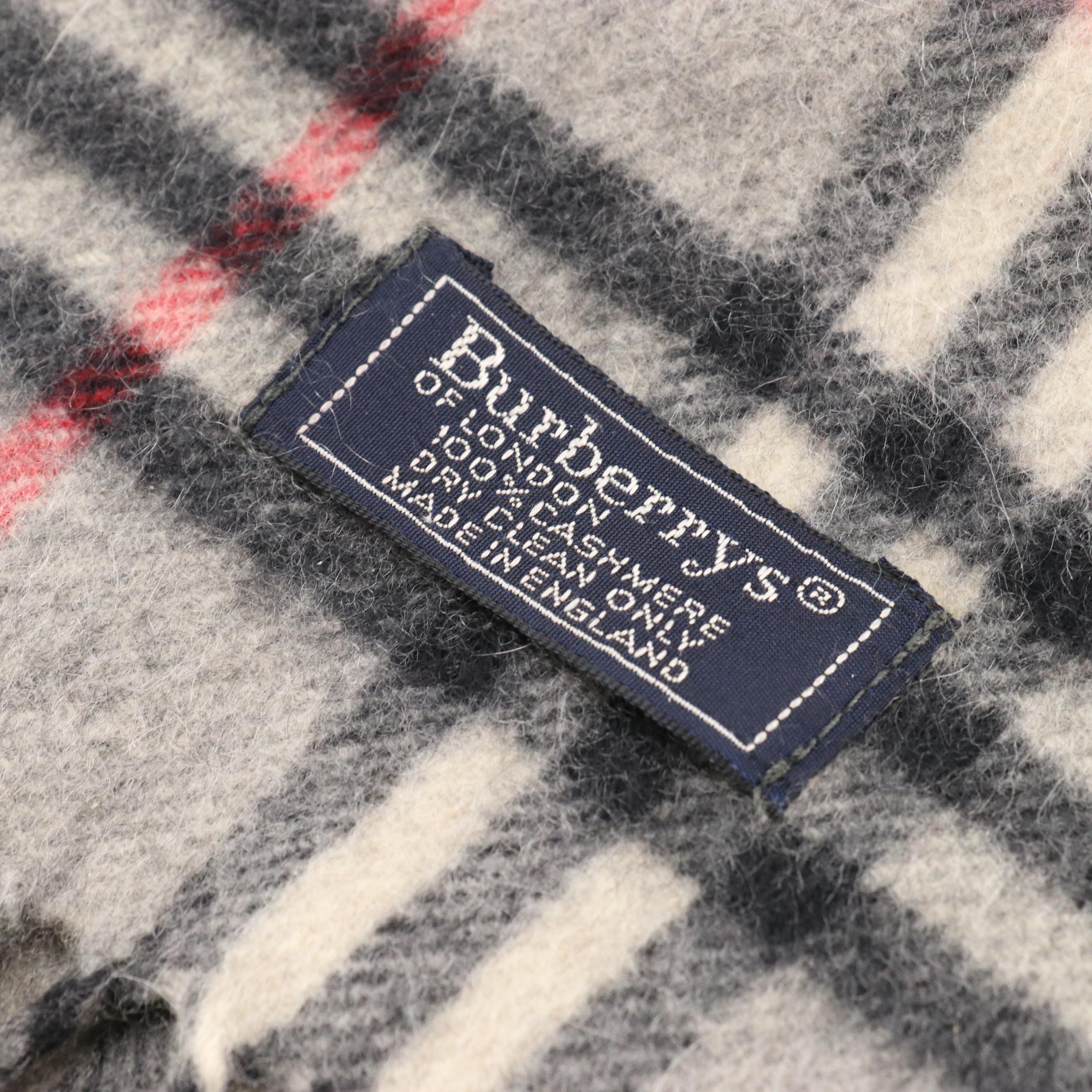 Burberrys Check Fringed Cashmere Scarf