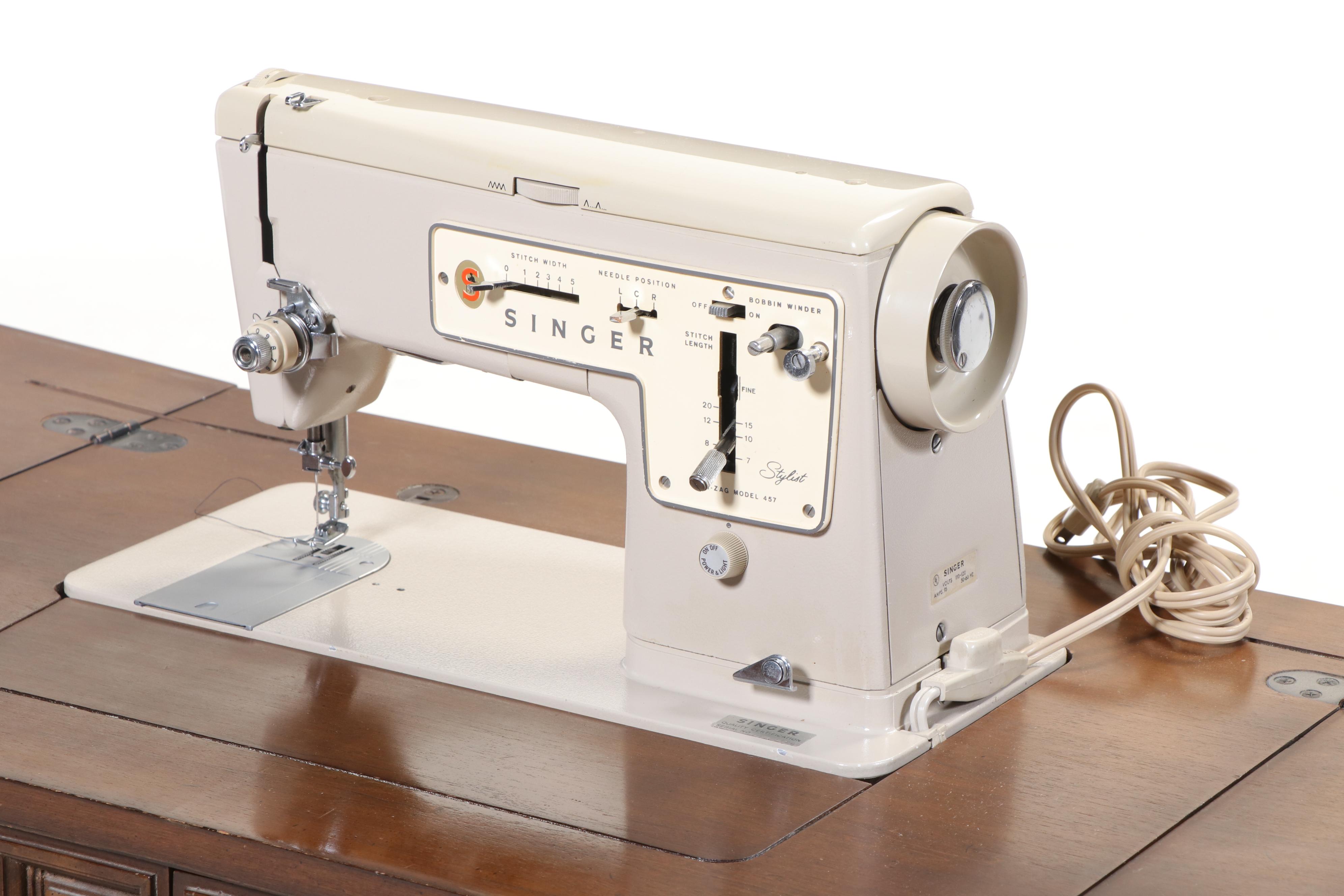 Singer Zig-Zag Model 457 Sewing Machine with Console Table and More