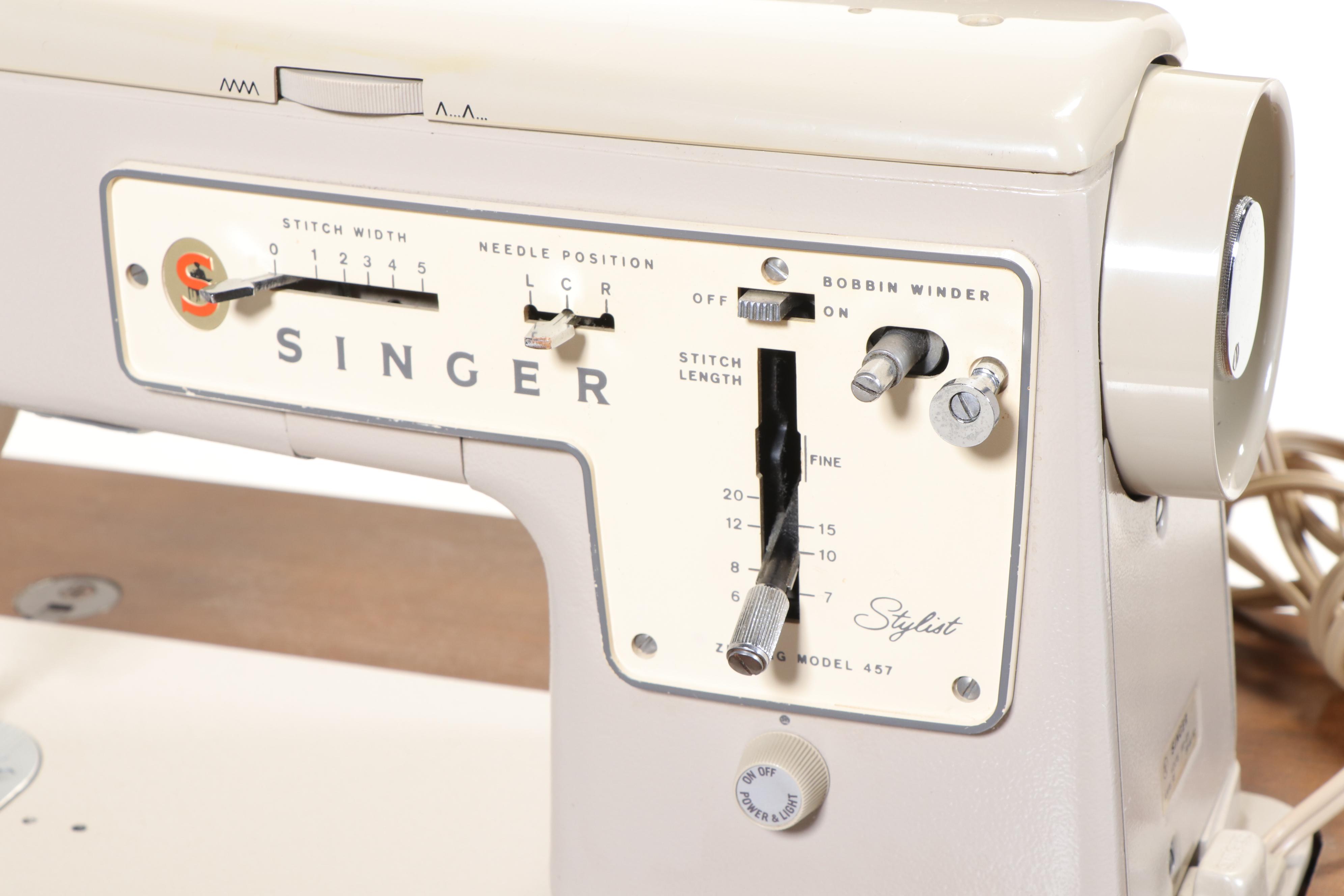 Singer Zig-Zag Model 457 Sewing Machine with Console Table and More