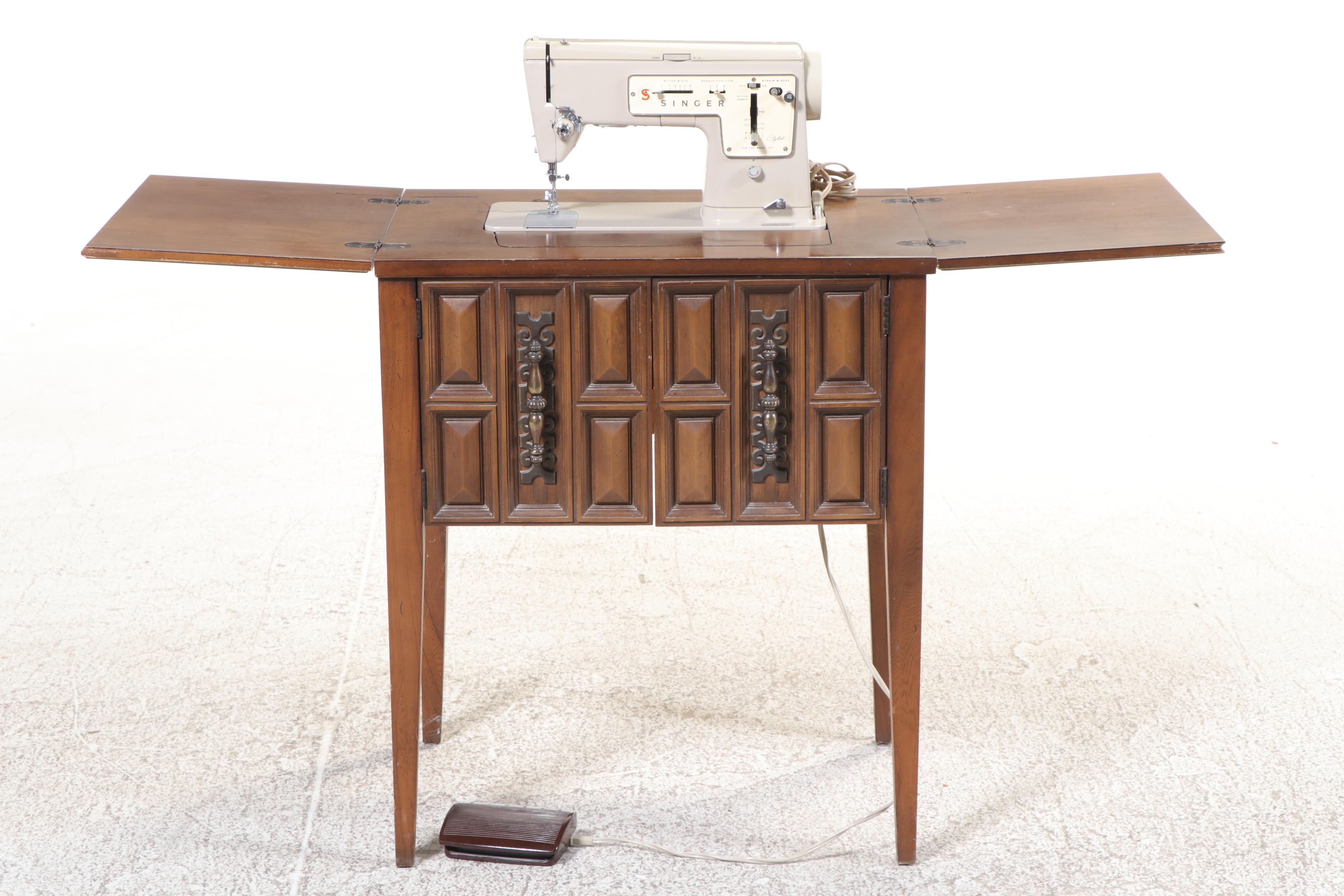 Singer Zig-Zag Model 457 Sewing Machine with Console Table and More